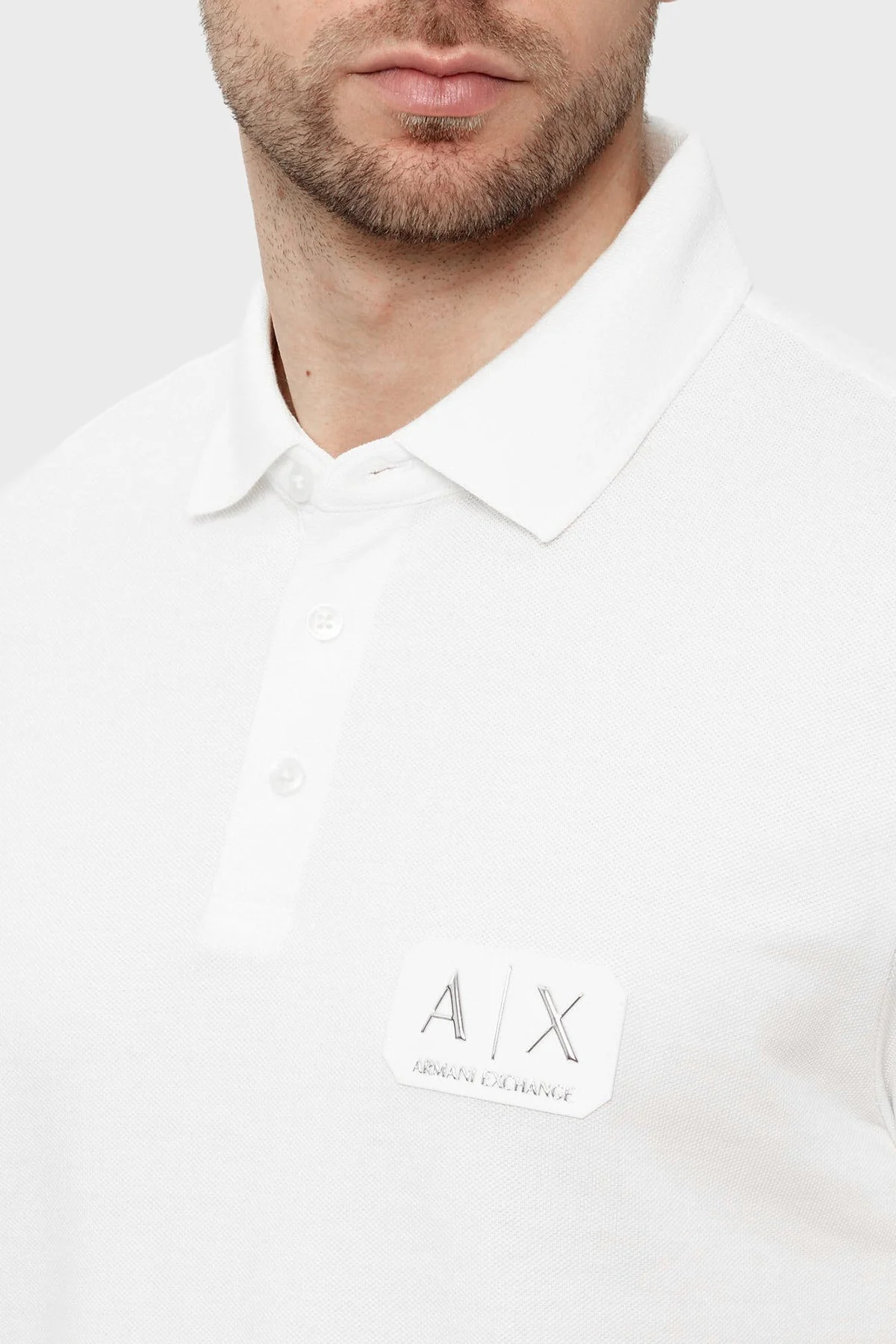 Armani Exchange Logolu % 100 Pamuk Regular Fit Düğmeli Erkek Polo XM002231 AF10366 U0009 BEYAZ - 3