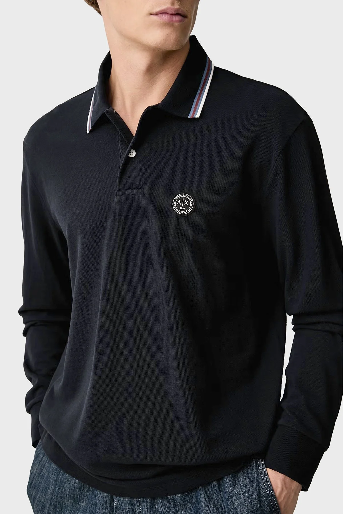 Armani Exchange Logolu % 100 Pamuk Regular Fit Düğmeli Erkek Polo XM003427 AF13026 UB101 Lacivert - 4