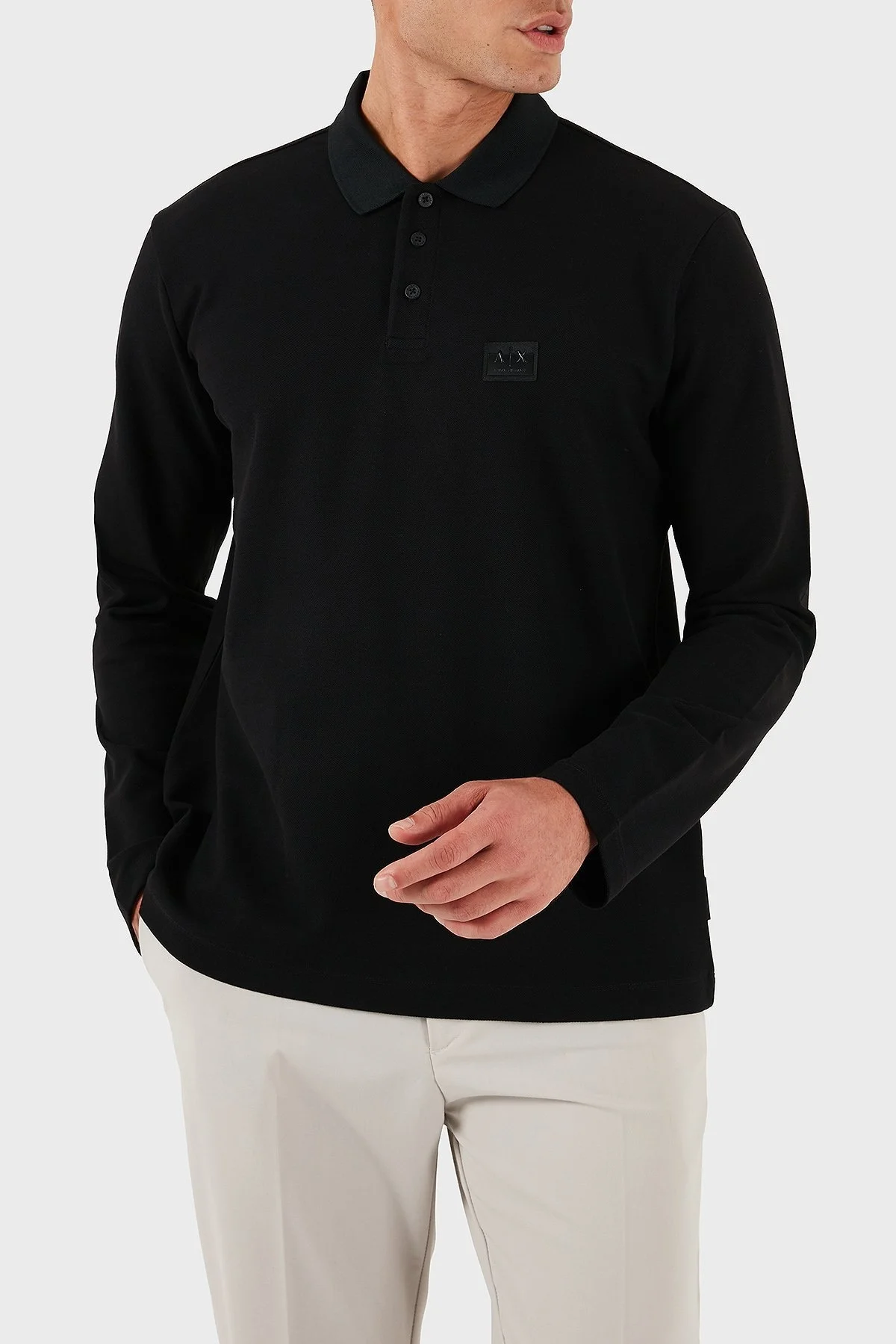 Armani Exchange Logolu % 100 Pamuk Regular Fit Düğmeli Erkek Polo Yaka T Shirt XM001394 AF16262 UC001 SİYAH - 3
