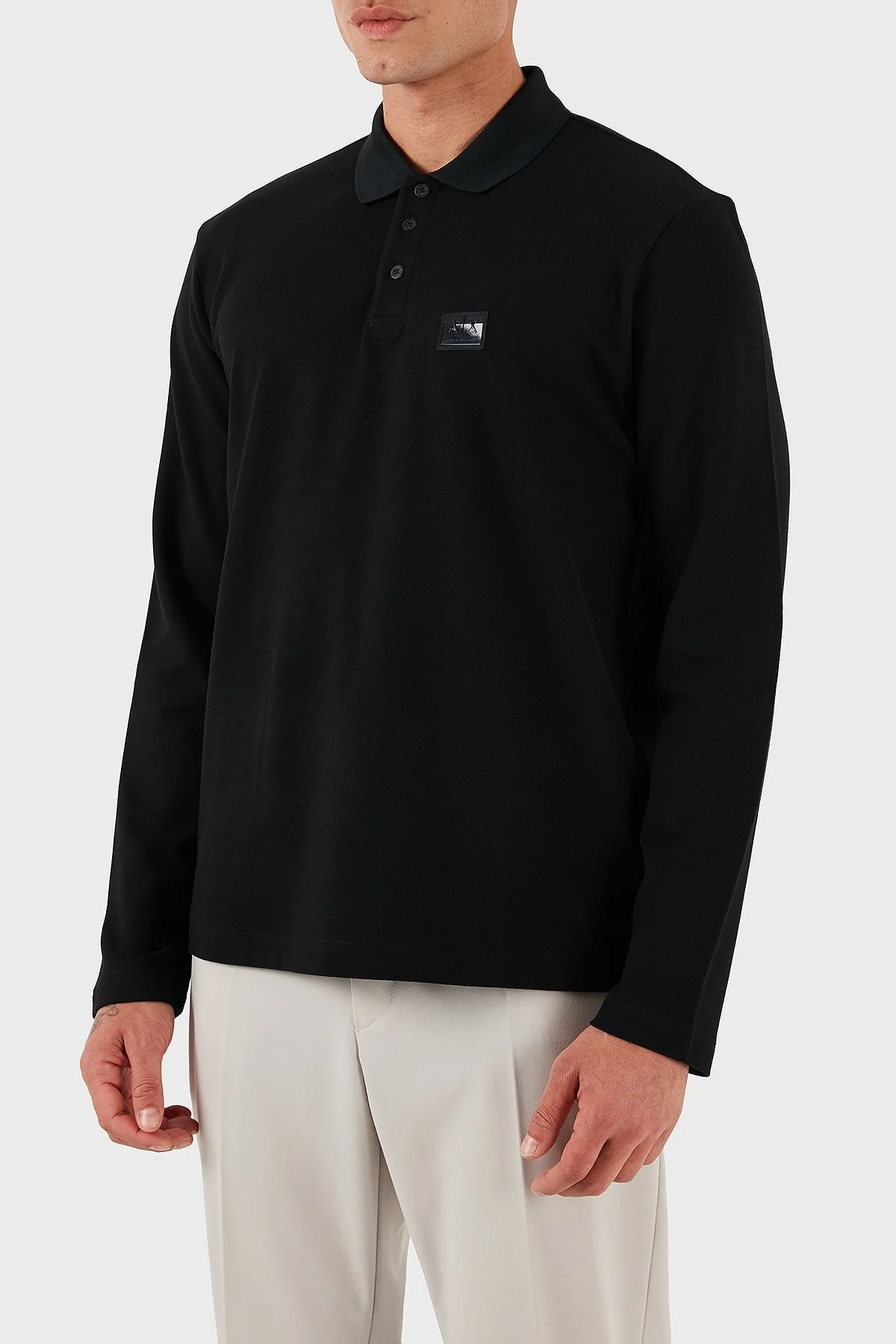 Armani Exchange Logolu % 100 Pamuk Regular Fit Düğmeli Erkek Polo Yaka T Shirt XM001394 AF16262 UC001 SİYAH - 5