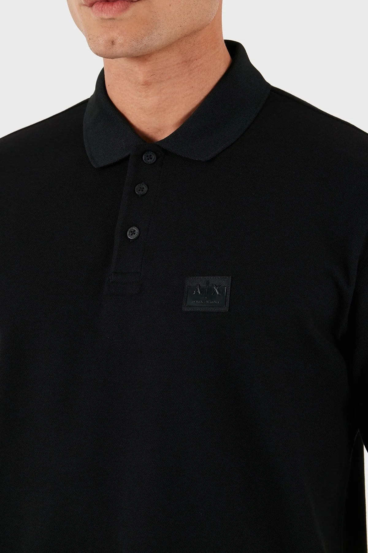 Armani Exchange Logolu % 100 Pamuk Regular Fit Düğmeli Erkek Polo Yaka T Shirt XM001394 AF16262 UC001 SİYAH - 6