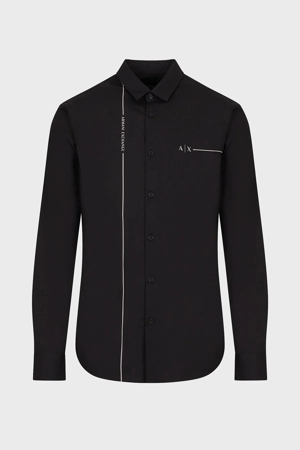 Armani Exchange Logolu % 100 Pamuk Regular Fit Erkek Gömlek 3RZC01 ZNXLZ 1200 SİYAH - 4