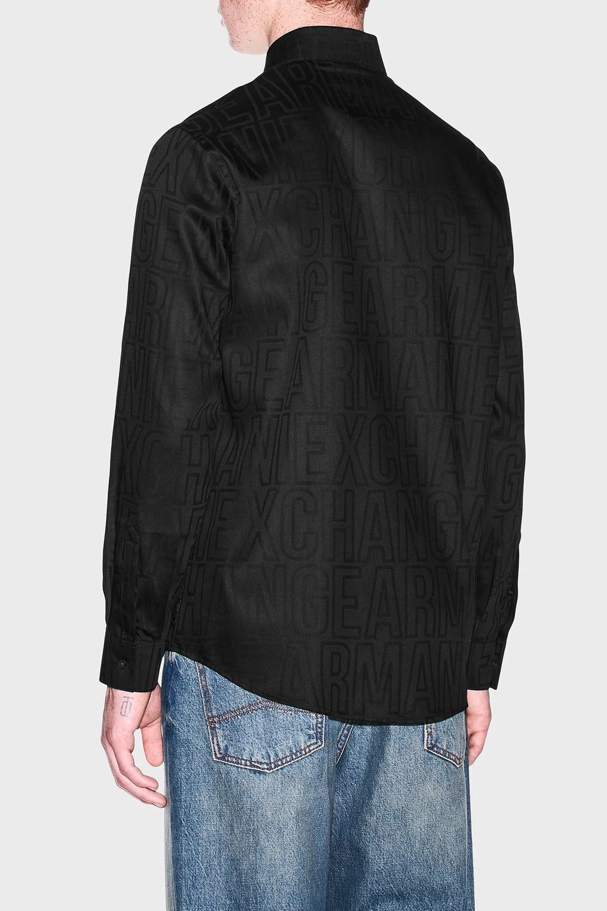 Armani Exchange Logolu % 100 Pamuk Regular Fit Jakarlı Erkek Gömlek XM003244 AF13131 UC001 Siyah - 3