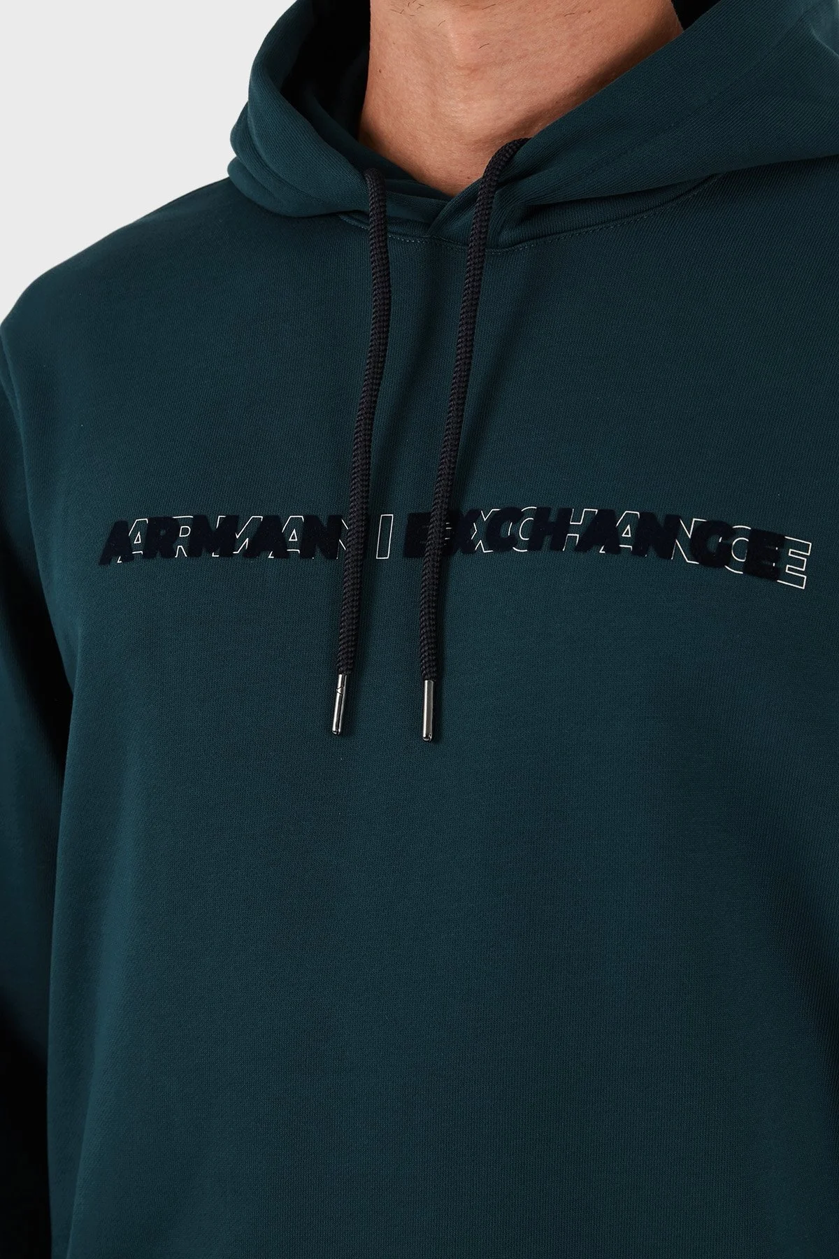 Armani Exchange Logolu % 100 Pamuk Regular Fit Kapüşonlu Erkek Sweat XM001380 AF10830 UB022 PETROL - 6