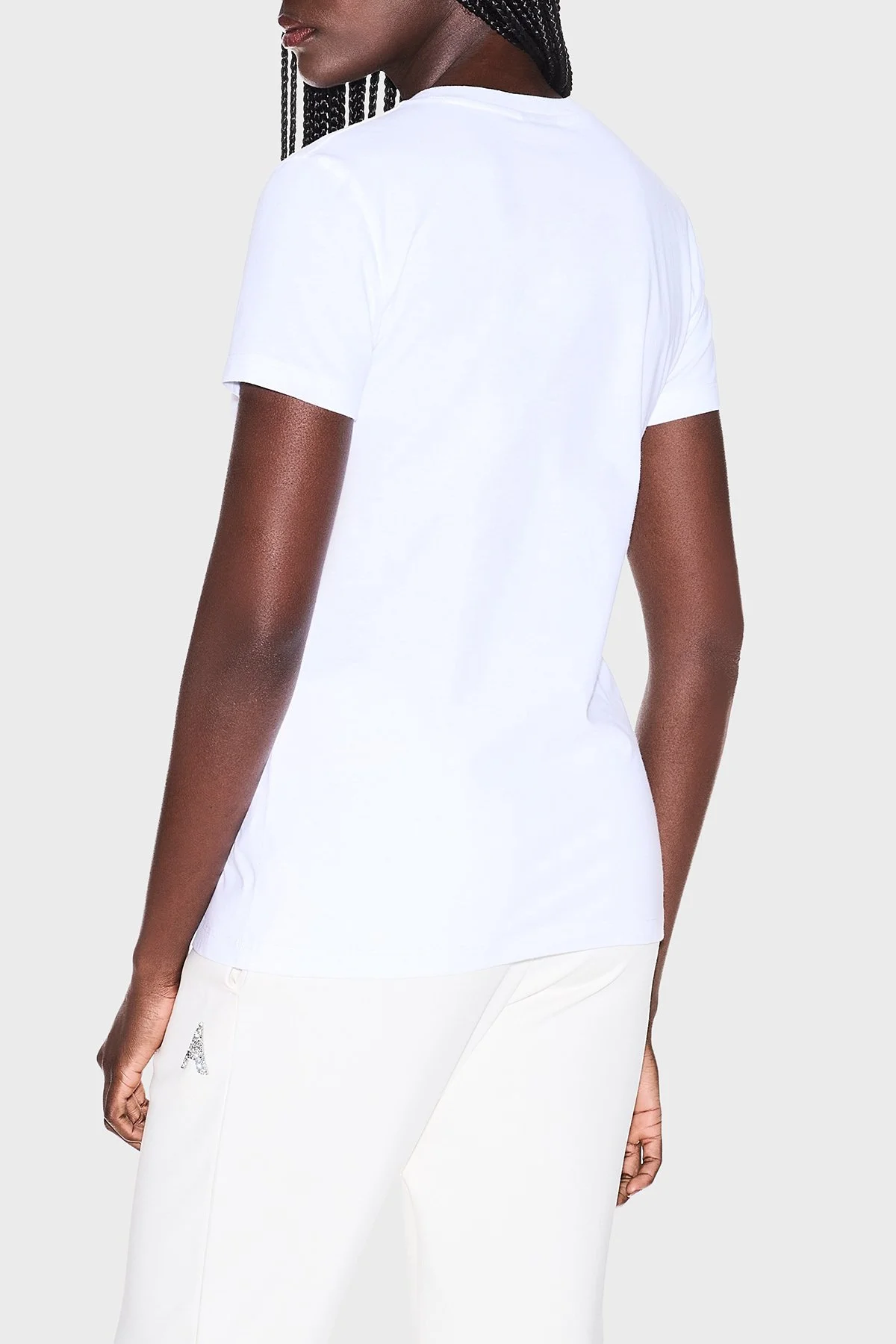 Armani Exchange Logolu % 100 Pamuk Regular Fit V Yaka Bayan T Shirt XW002330 AF10356 U0002 BEYAZ - 3