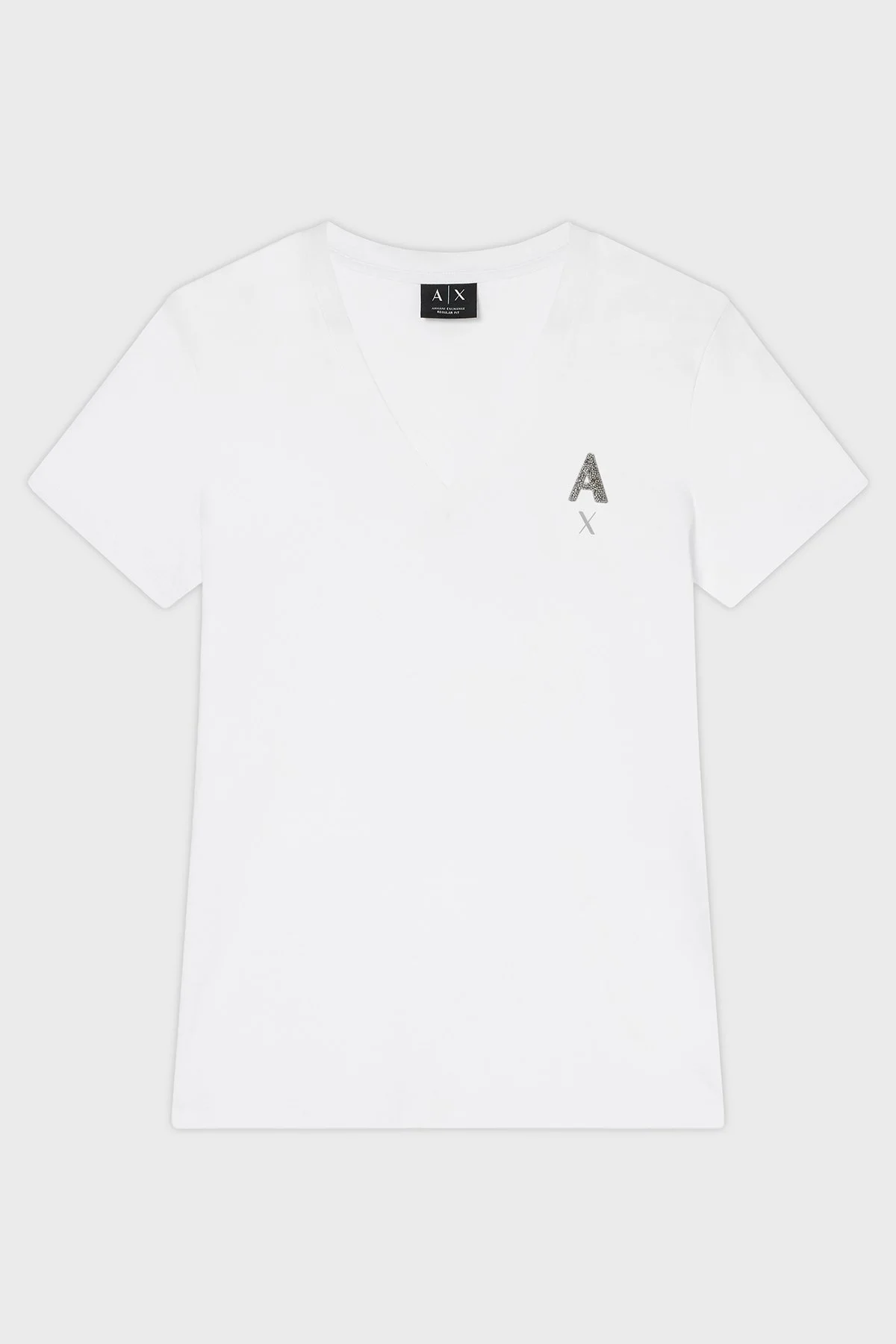Armani Exchange Logolu % 100 Pamuk Regular Fit V Yaka Bayan T Shirt XW002330 AF10356 U0002 BEYAZ - 5