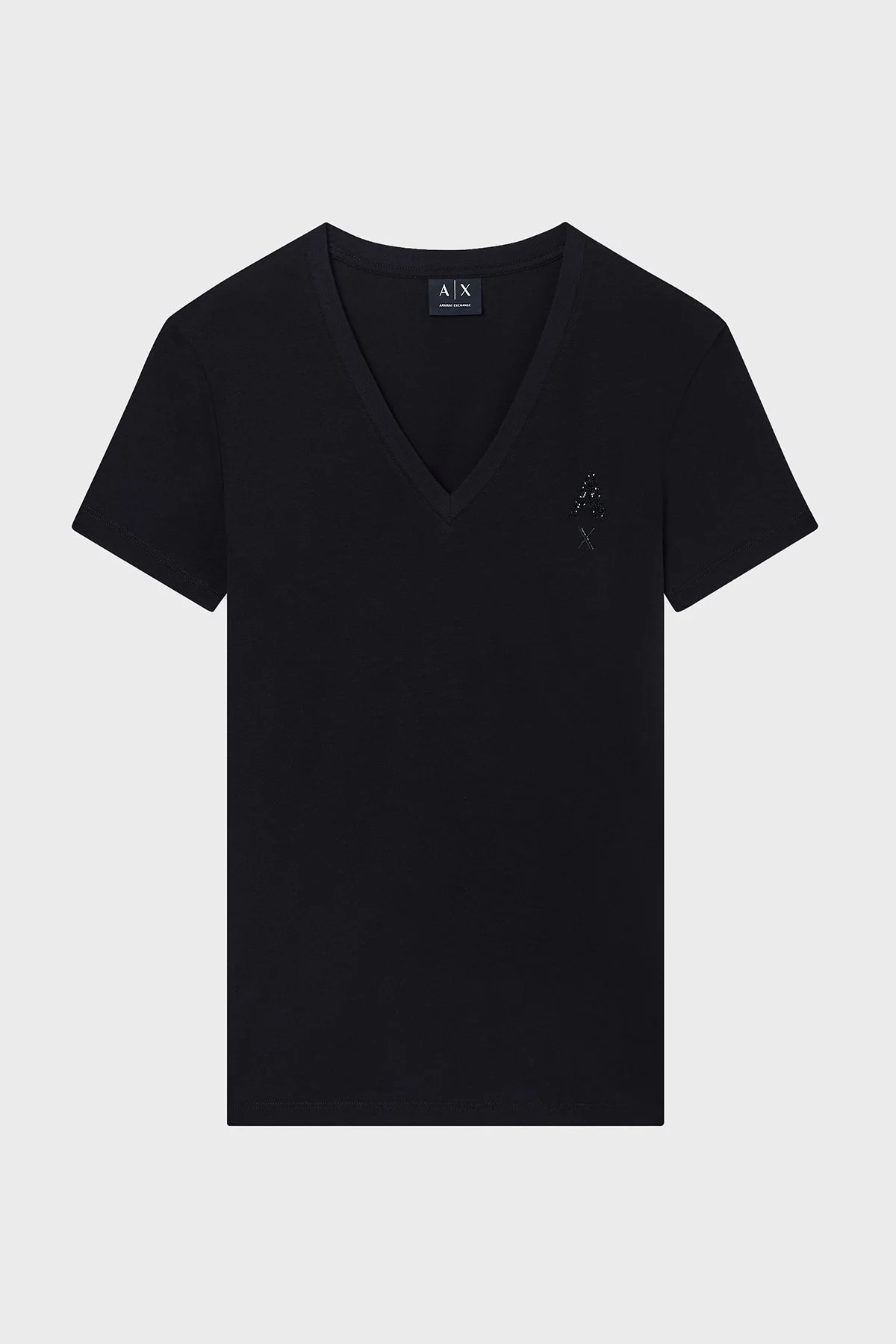 Armani Exchange Logolu % 100 Pamuk Regular Fit V Yaka Bayan T Shirt XW002330 AF10356 UC001 SİYAH - 5