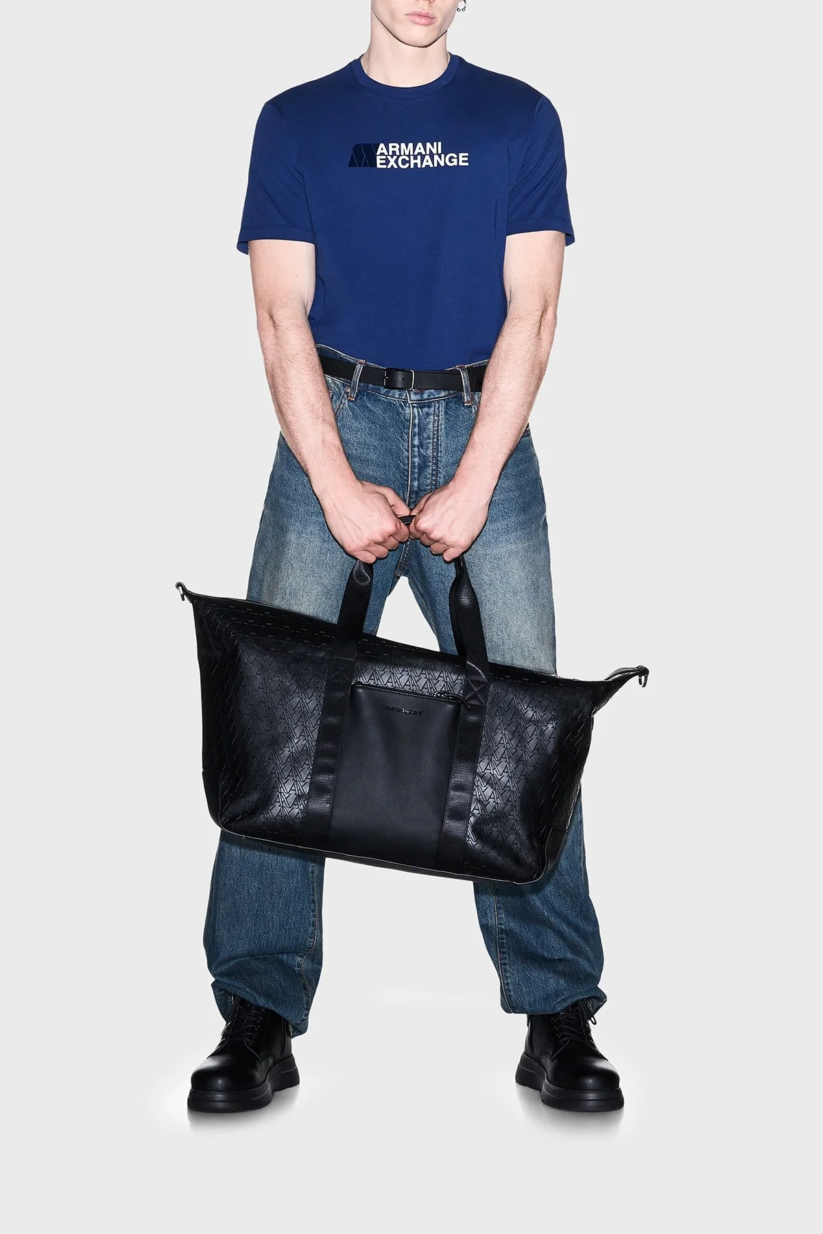 Armani Exchange Logolu % 100 Pamuk Slim Fit Bisiklet Yaka Erkek T Shirt XM003094 AF21323 UB095 Mavi - 2