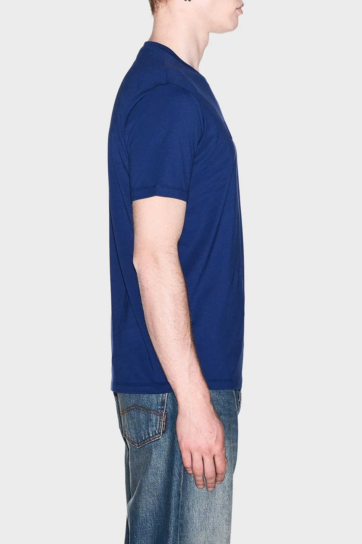 Armani Exchange Logolu % 100 Pamuk Slim Fit Bisiklet Yaka Erkek T Shirt XM003094 AF21323 UB095 Mavi - 4
