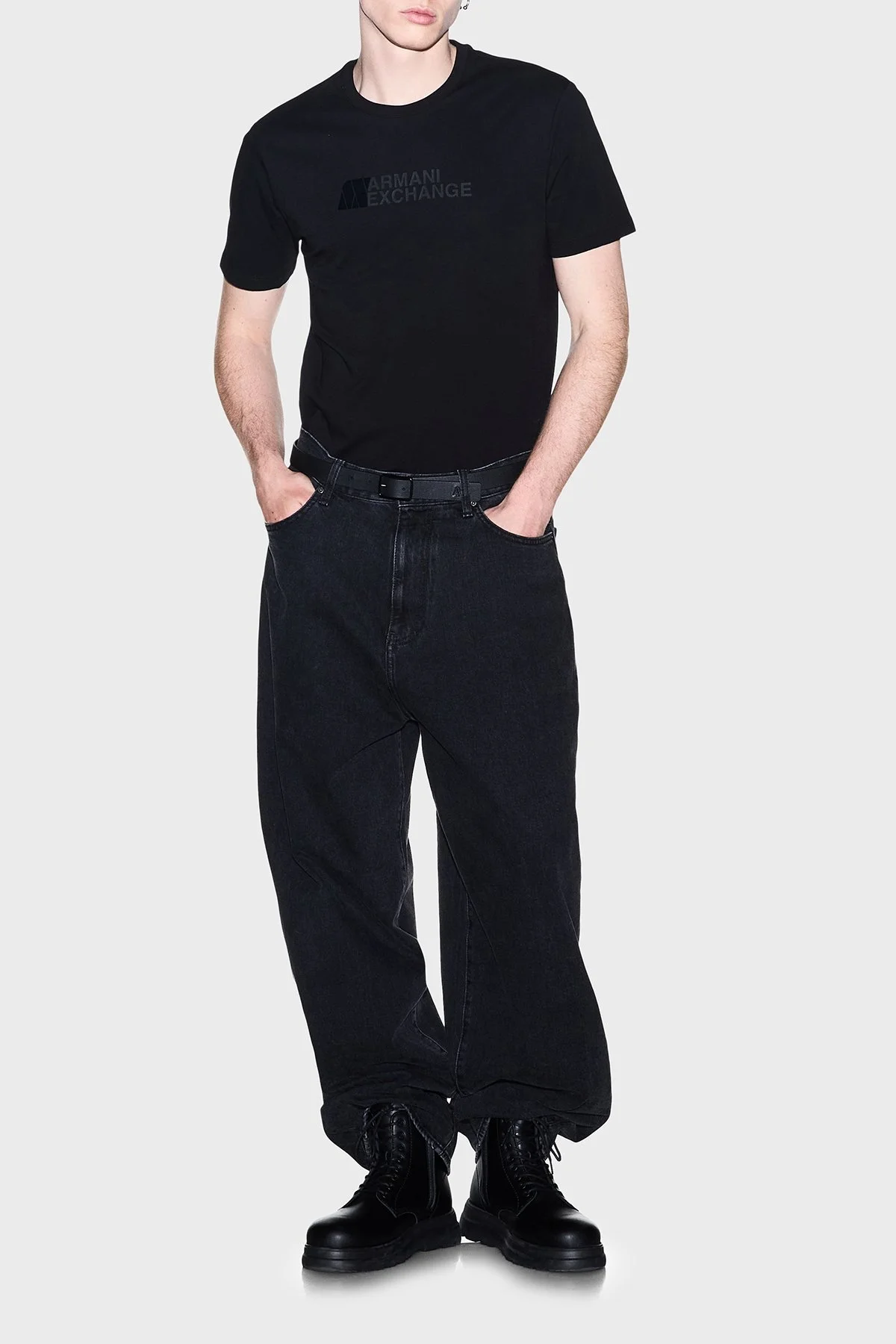 Armani Exchange Logolu % 100 Pamuk Slim Fit Bisiklet Yaka Erkek T Shirt XM003094 AF21323 UC001 Siyah - 2