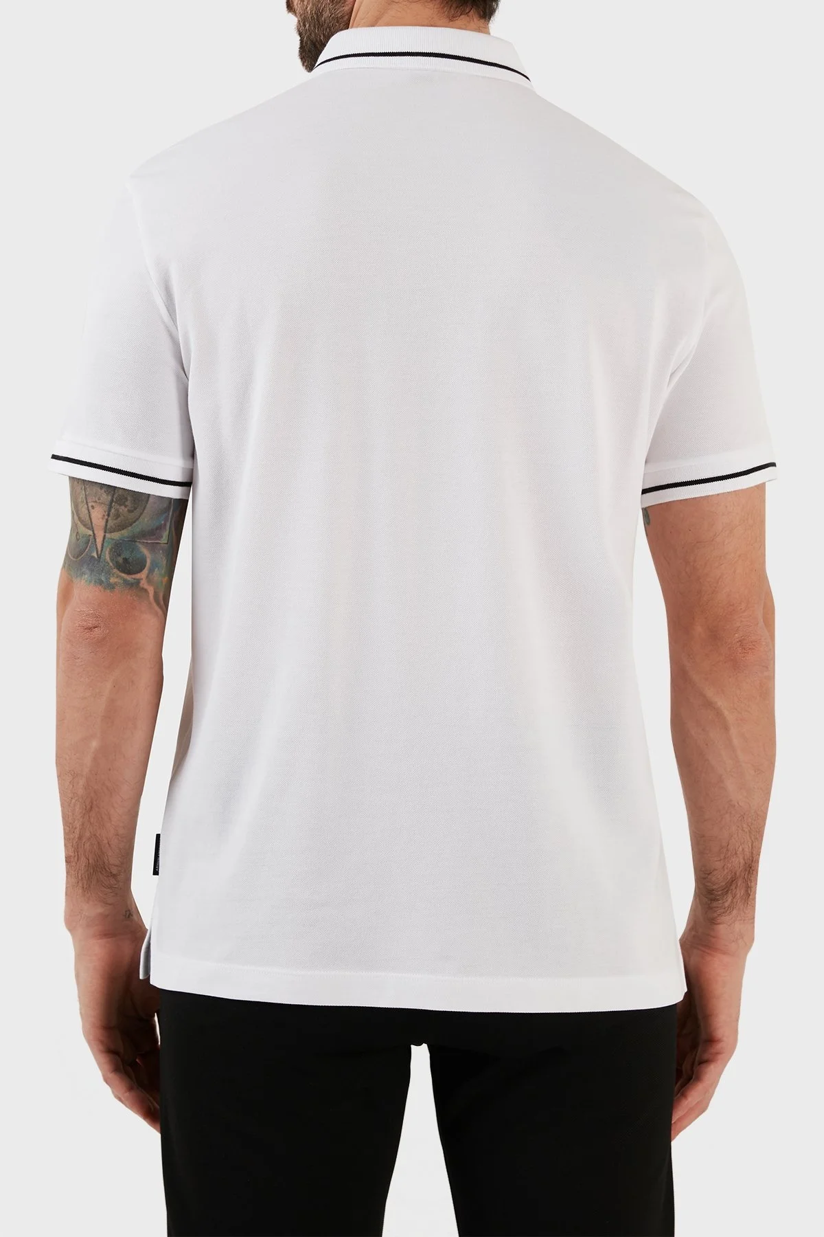Armani Exchange Logolu % 100 Pamuk Slim Fit Polo T Shirt Erkek Polo Yaka T Shirt 8NZFFM ZJ5DZ 1100 BEYAZ - 5