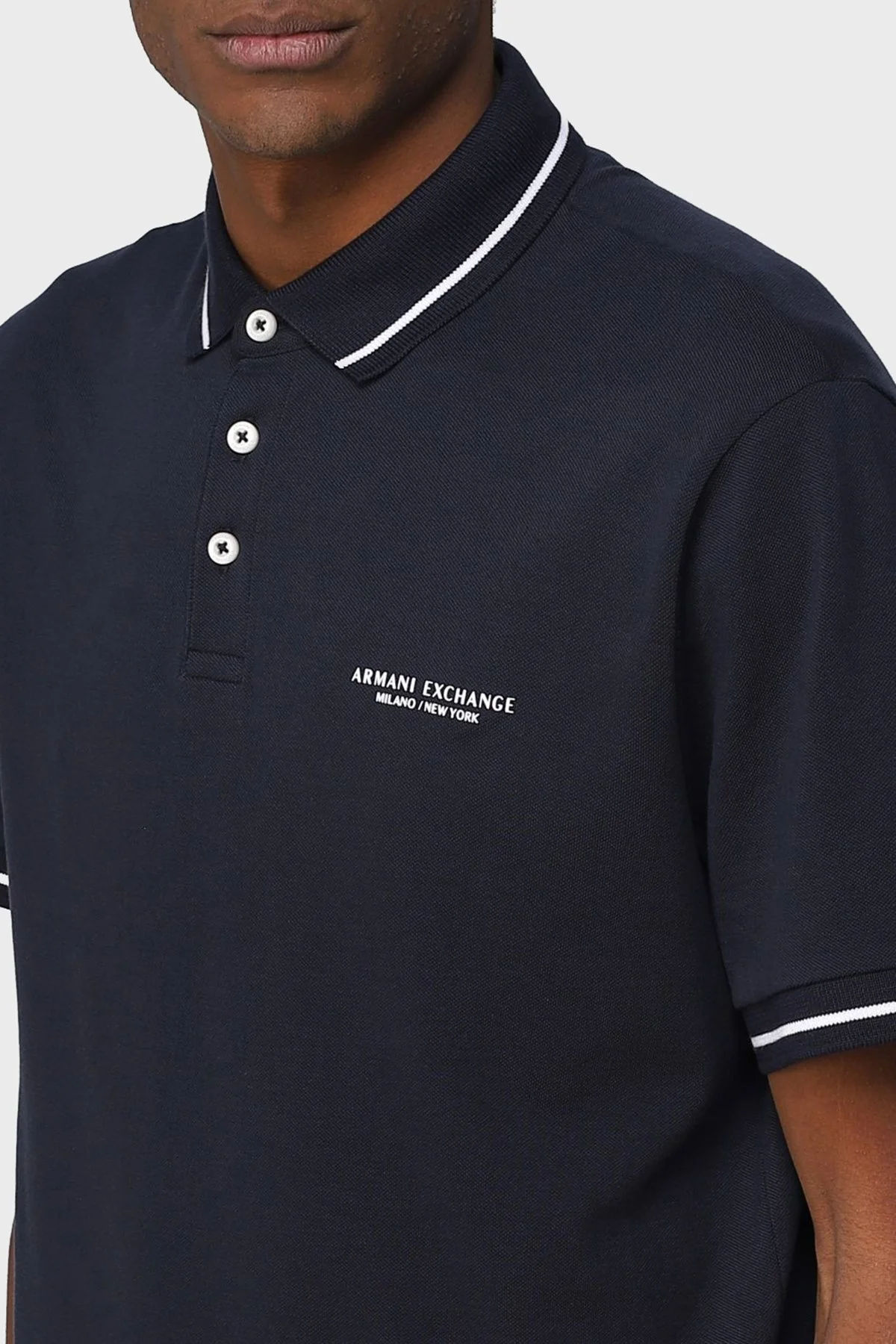 Armani Exchange Logolu % 100 Pamuk Slim Fit Polo T Shirt Erkek Polo Yaka T Shirt 8NZFFM ZJ5DZ 1510 LACİVERT - 6