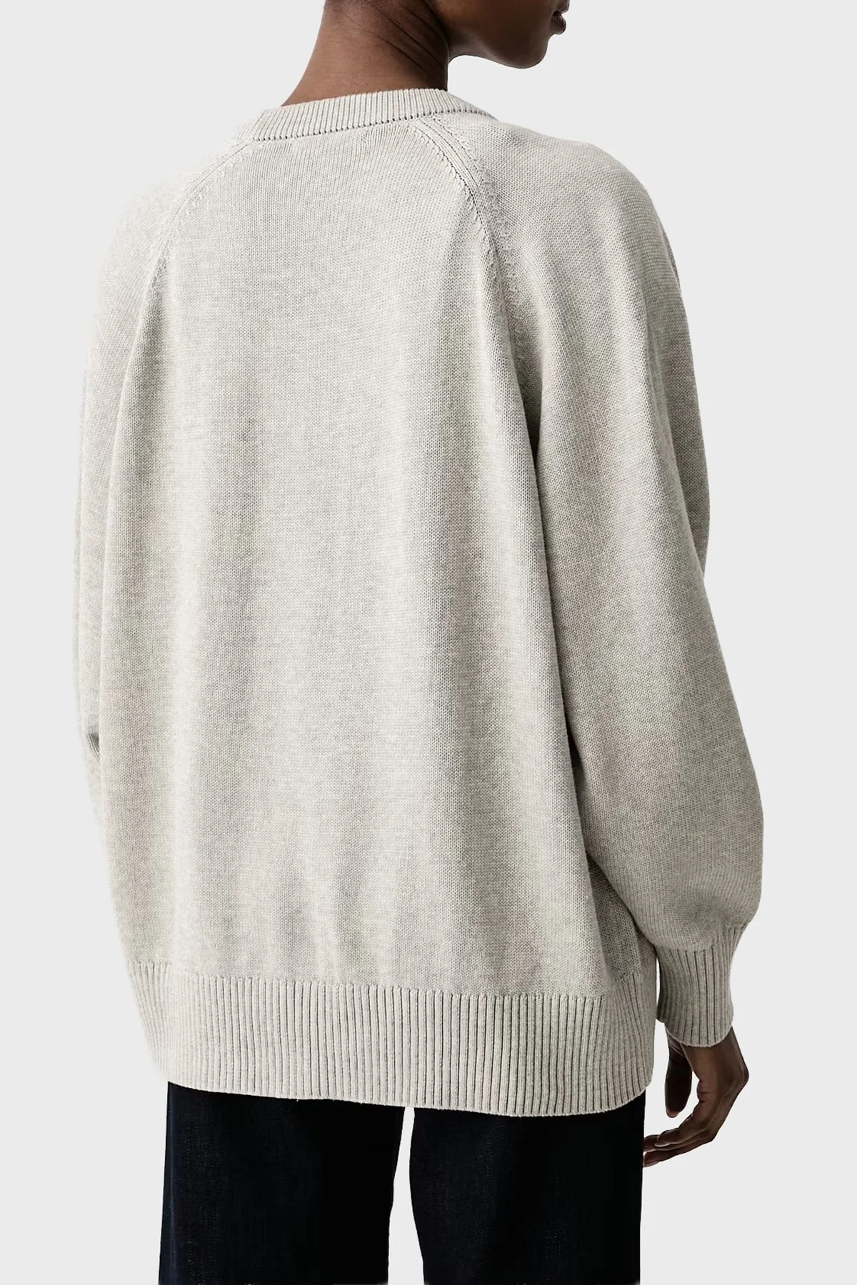 Armani Exchange Logolu % 100 Pamuk V Yaka Düğmeli Kadın Hırka XW002878 AF16552 O8019 Gri melanj - 3