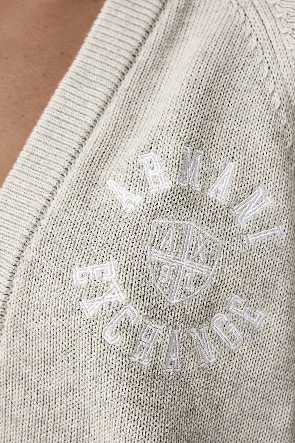 Armani Exchange Logolu % 100 Pamuk V Yaka Düğmeli Kadın Hırka XW002878 AF16552 O8019 Gri melanj - 5