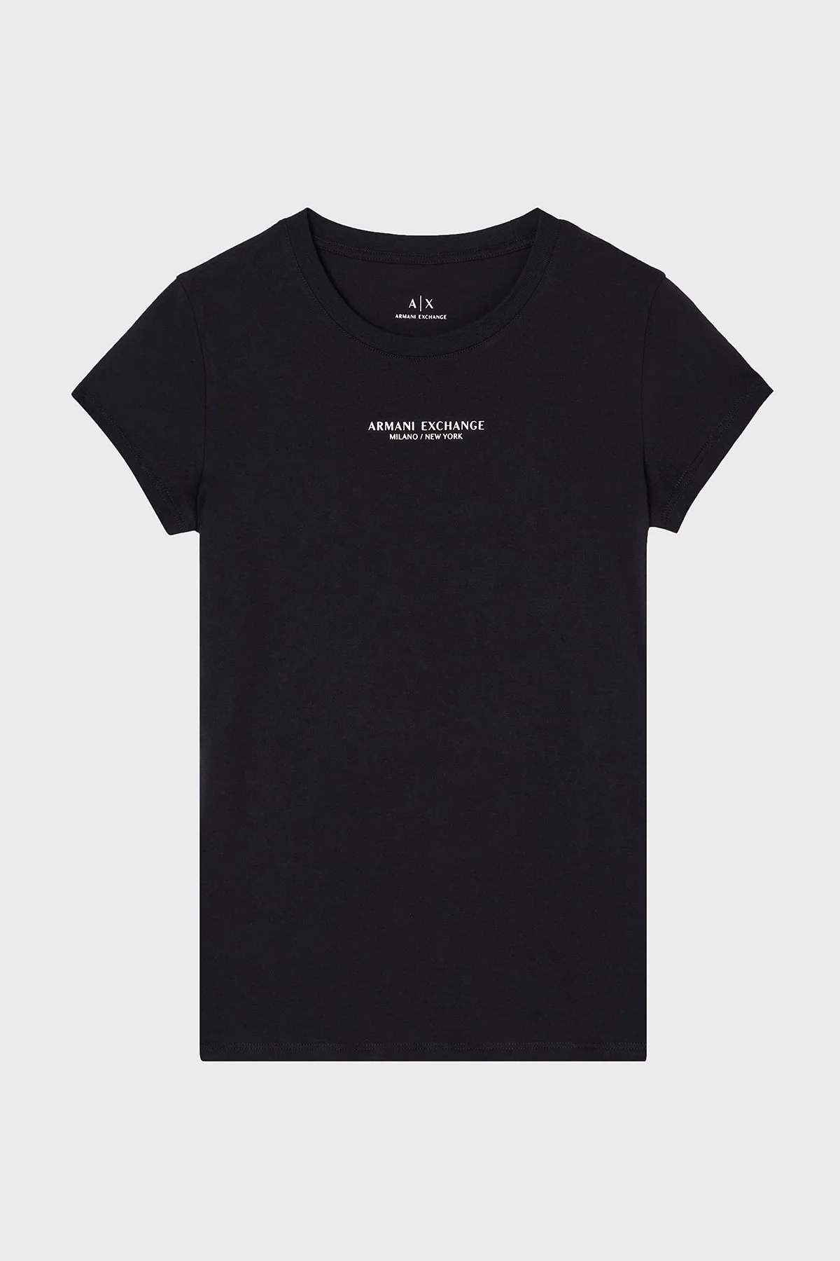 Armani Exchange Logolu % 100 Pamuk Yuvarlak Yaka Bayan T Shirt XW001455 AF10356 MC021 SİYAH-GOLD - 5