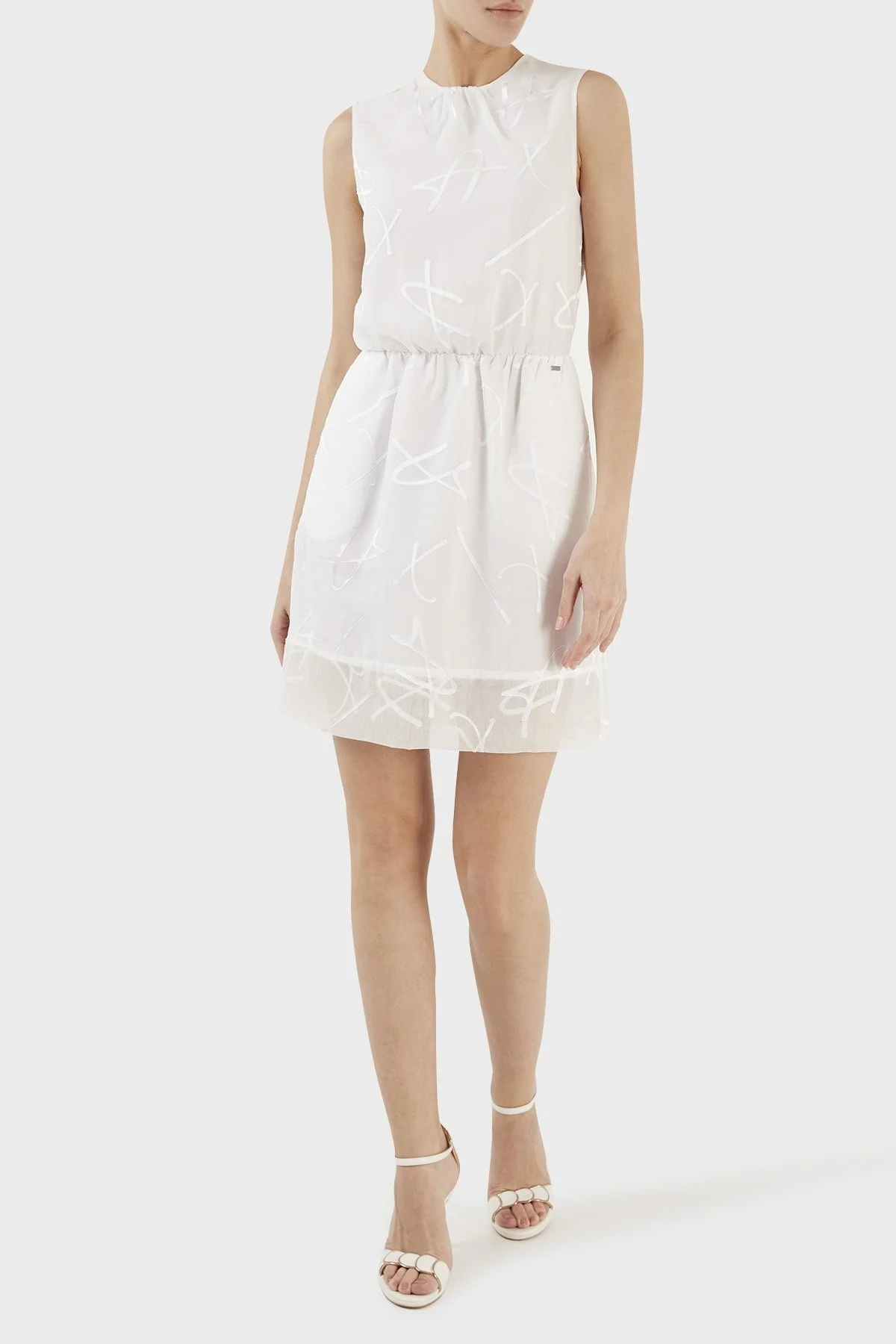 Armani Exchange Logolu Astarlı Bisiklet Yaka Regular Fit Bayan Elbise 3RYA27 YN2KZ 1000 BEYAZ - 10