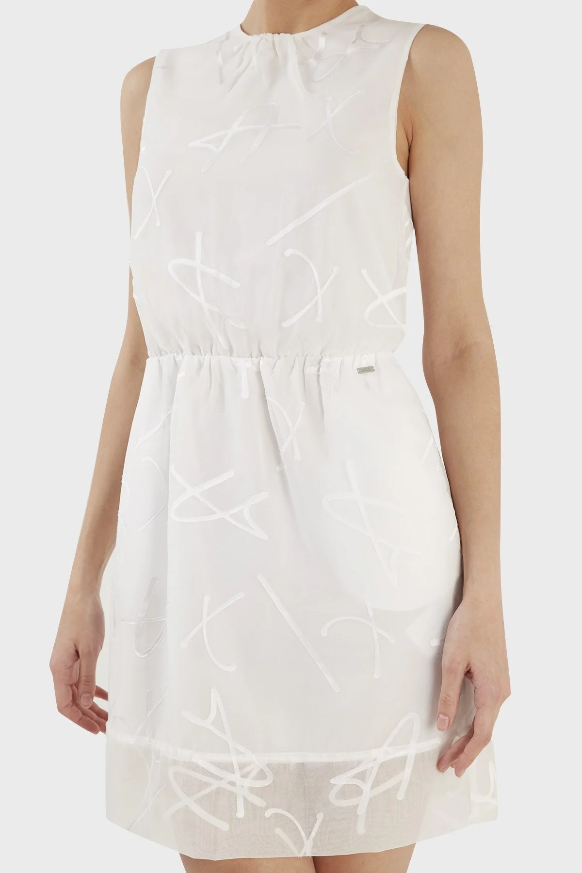 Armani Exchange Logolu Astarlı Bisiklet Yaka Regular Fit Bayan Elbise 3RYA27 YN2KZ 1000 BEYAZ - 13