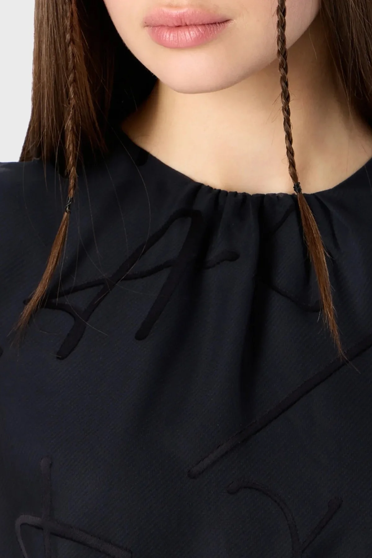 Armani Exchange Logolu Astarlı Bisiklet Yaka Regular Fit Bayan Elbise 3RYA27 YN2KZ 15CO LACİVERT - 3