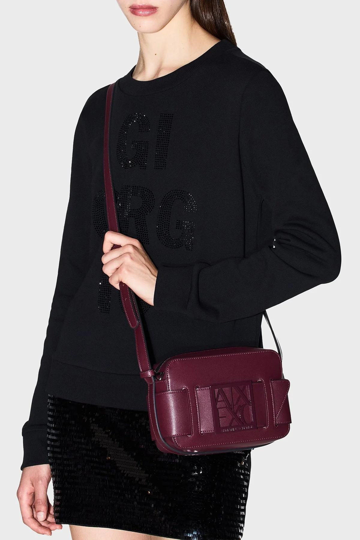 Armani Exchange Logolu Ayarlanabilir Askılı Bayan Çanta 942699 0A874 UA343 BORDO - 8