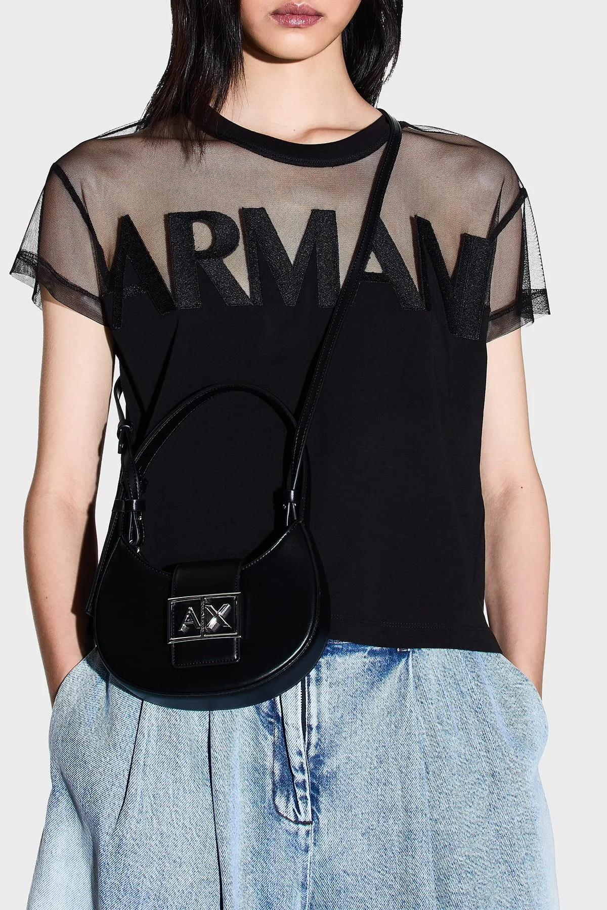 Armani Exchange Logolu Ayarlanabilir Askılı Bayan Çanta XW002566 AF12039 UC001 SİYAH - 2