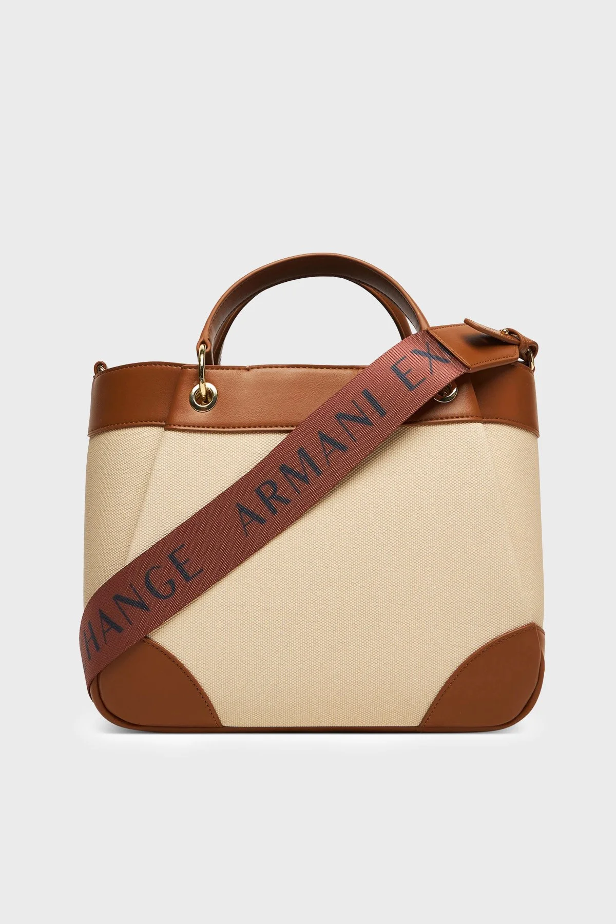 Armani Exchange Logolu Ayarlanabilir ve Çıkarılabilir Askılı Bayan Çanta XW000393 AF22518 M6261 BEJ - 3