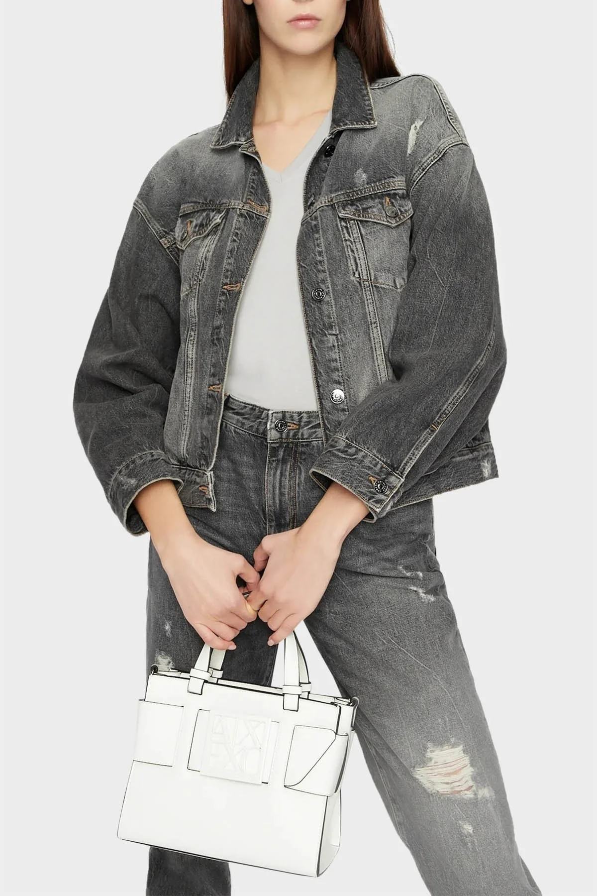 Armani Exchange Logolu Ayarlanabilir ve Çıkarılabilir Uzatma Askılı Bayan Çanta 942690 0A874 26410 BEYAZ - 2