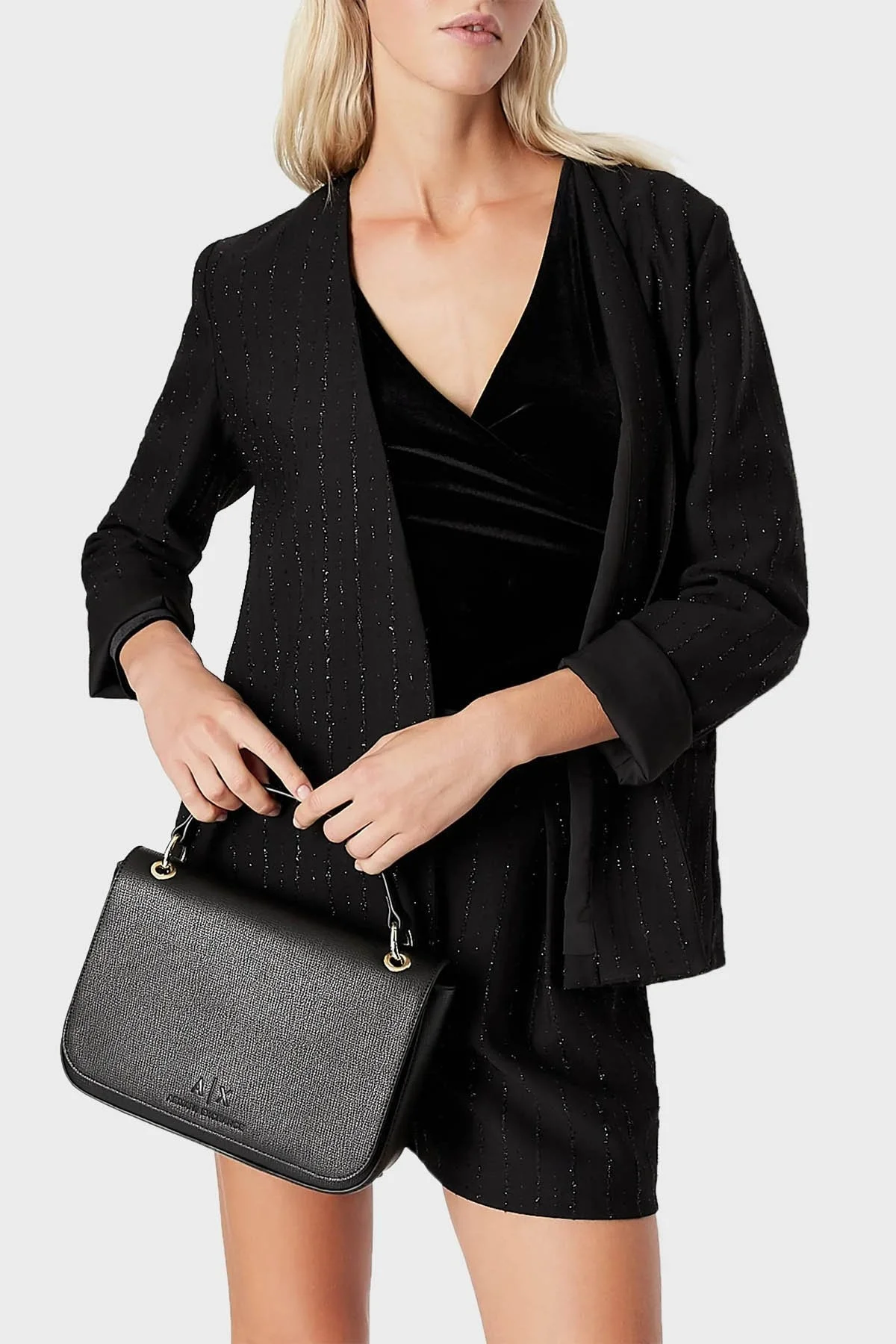 Armani Exchange Logolu Ayarlanabilir ve Çıkarılabilir Uzatma Askılı Bayan Çanta 942736 1A702 00020 SİYAH - 2