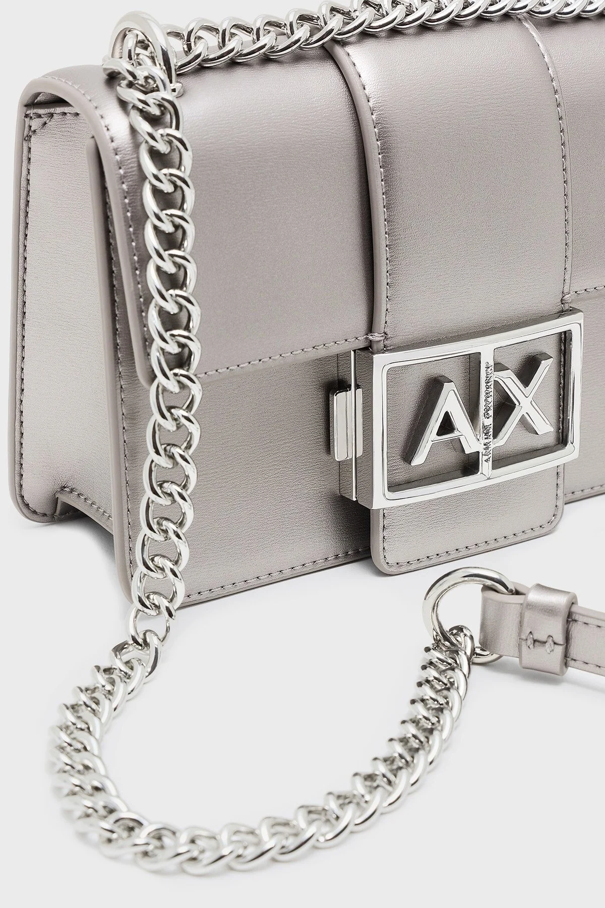 Armani Exchange Logolu Ayarlanabilir Zincir Askılı Bayan Çanta XW000071 AF12039 U8097 GÜMÜŞ - 10