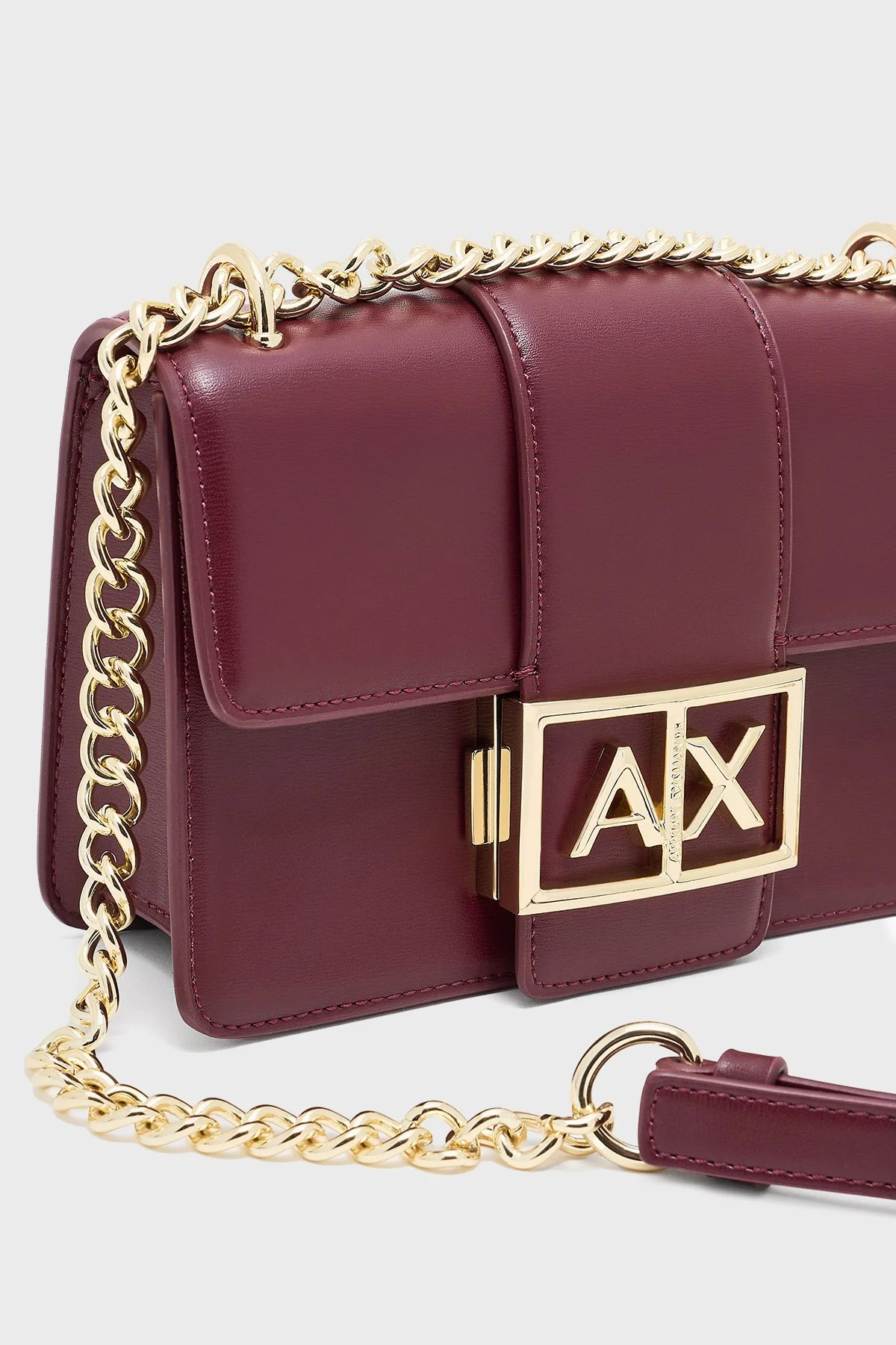 Armani Exchange Logolu Ayarlanabilir Zincir Askılı Bayan Çanta XW000071 AF12039 UA343 BORDO - 5