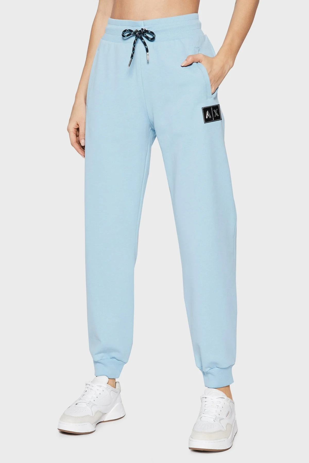 Armani Exchange Logolu Belden Bağlamalı % 100 Pamuk Bayan Pantolon 3LYP75 YJ6UZ 15BL AÇIK MAVİ - 2