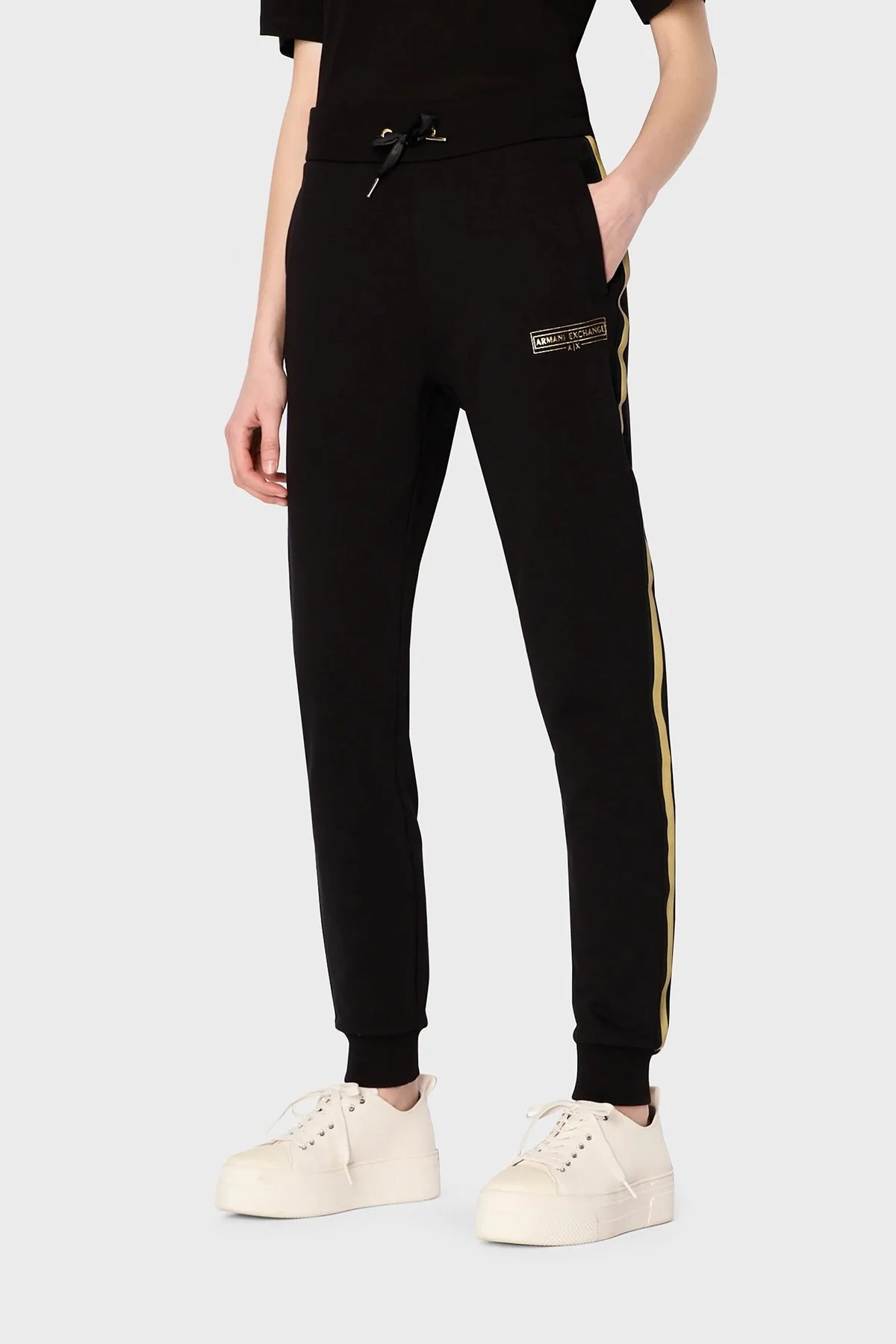Armani Exchange Logolu Belden Bağlamalı Regular Fit Jogger Bayan Pantolon 3RYPCA YJ68Z 1200 SİYAH - 2