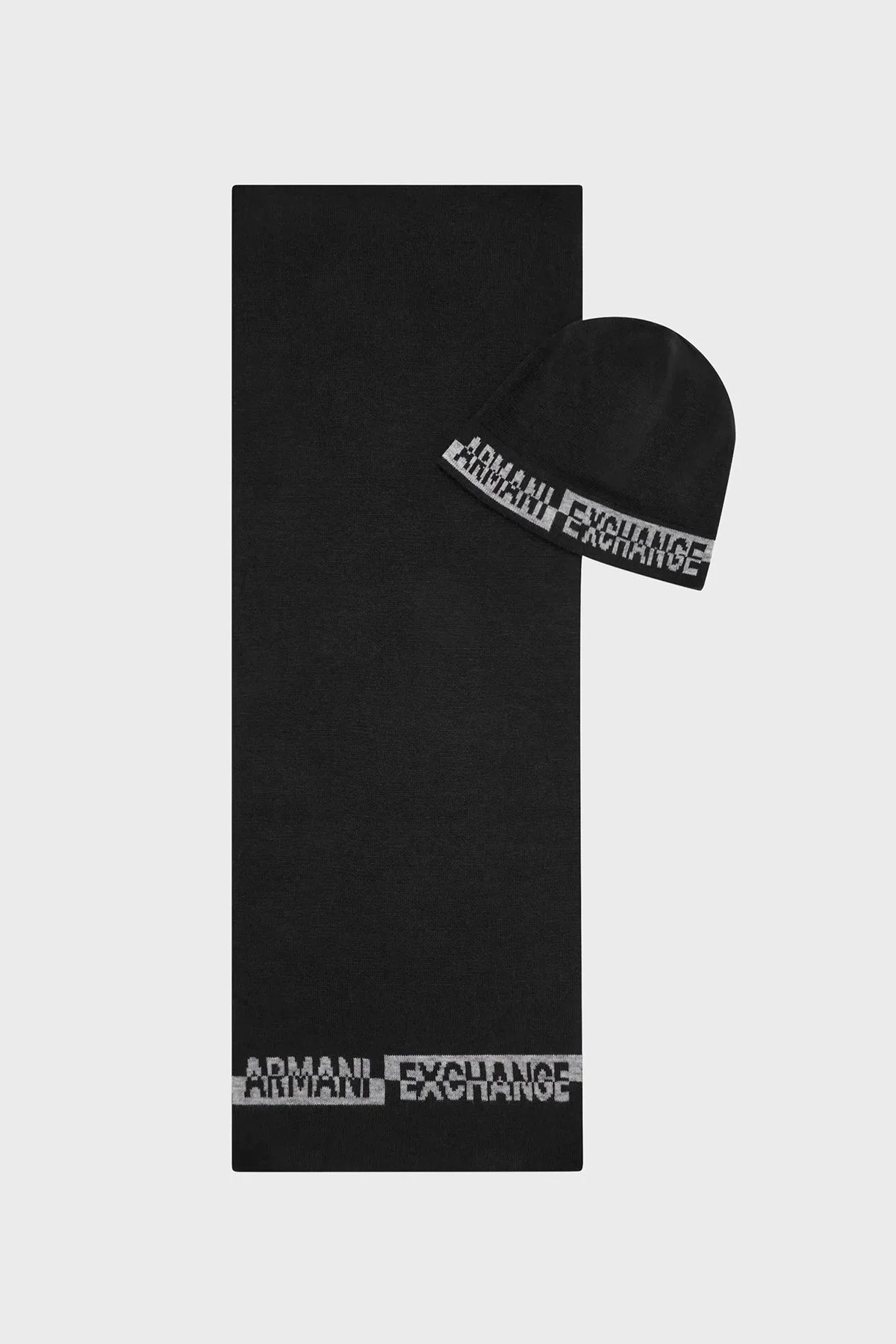 Armani Exchange Logolu Bere Erkek Atkı Takım 954651 CC313 00020 SİYAH - 4