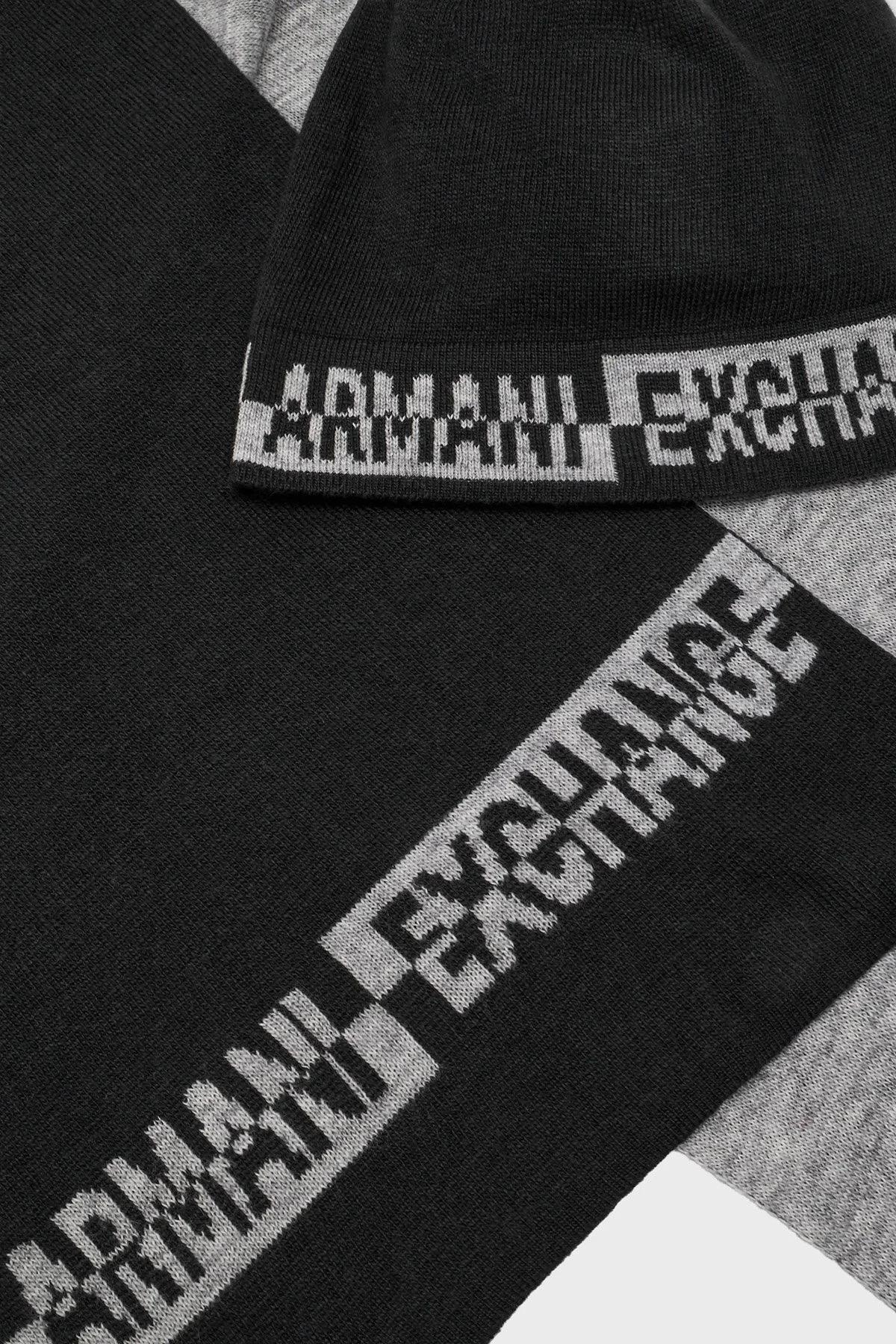 Armani Exchange Logolu Bere Erkek Atkı Takım 954651 CC313 00020 SİYAH - 6