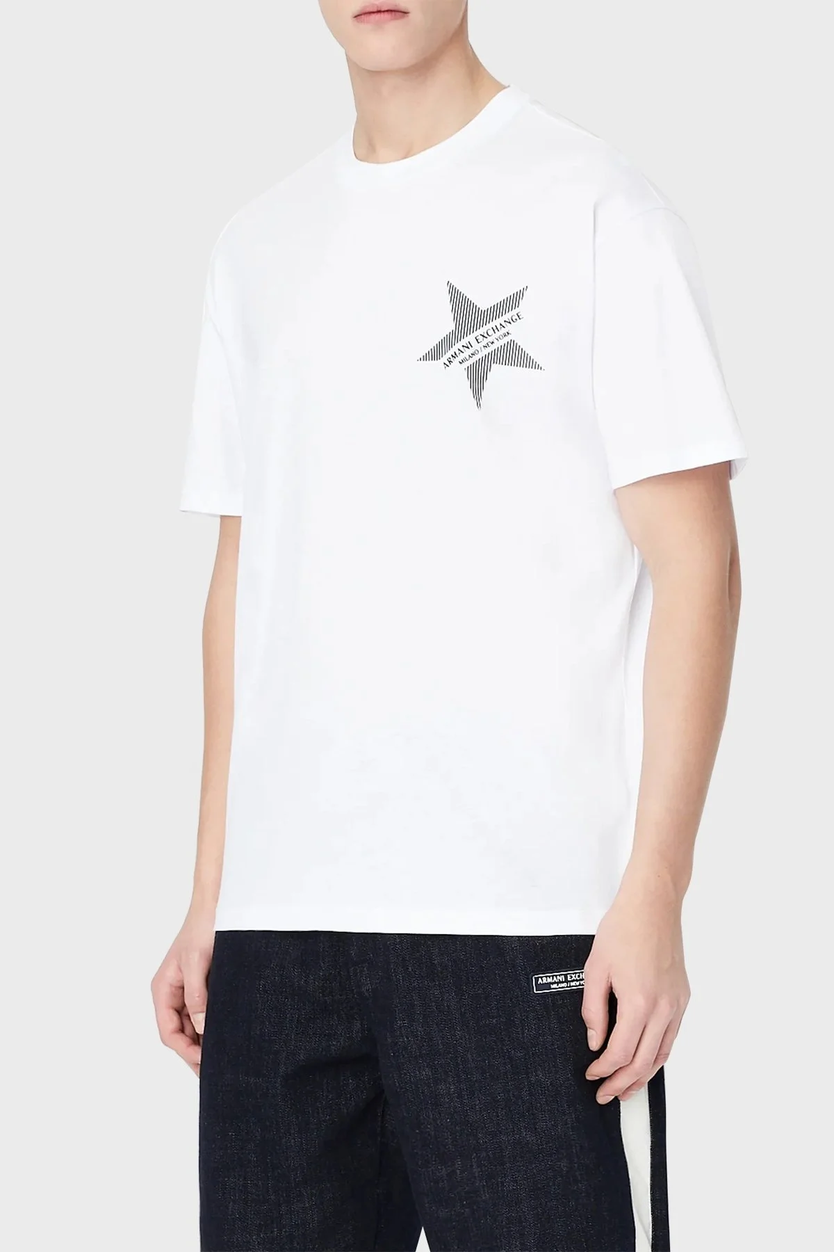 Armani Exchange Logolu Bisiklet Yaka % 100 Pamuk Comfort Fit Erkek T Shirt 3RZTLB ZJ8EZ 1100 BEYAZ - 1