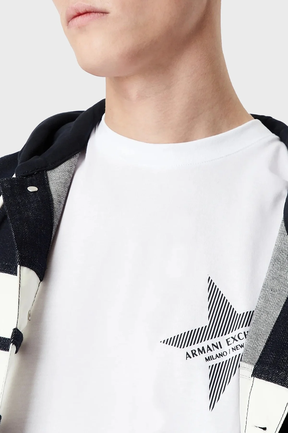 Armani Exchange Logolu Bisiklet Yaka % 100 Pamuk Comfort Fit Erkek T Shirt 3RZTLB ZJ8EZ 1100 BEYAZ - 3