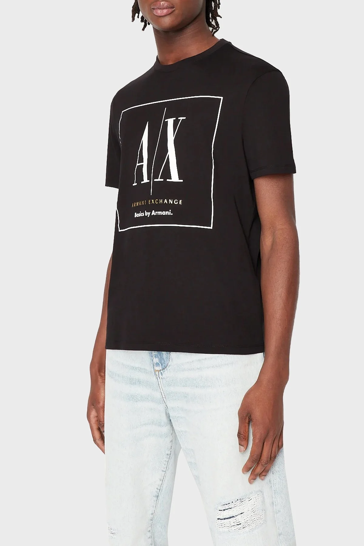 Armani Exchange Logolu Bisiklet Yaka % 100 Pamuk Regular Fit Erkek T Shirt 3RZTAG ZJ8EZ 1200 SİYAH - 1