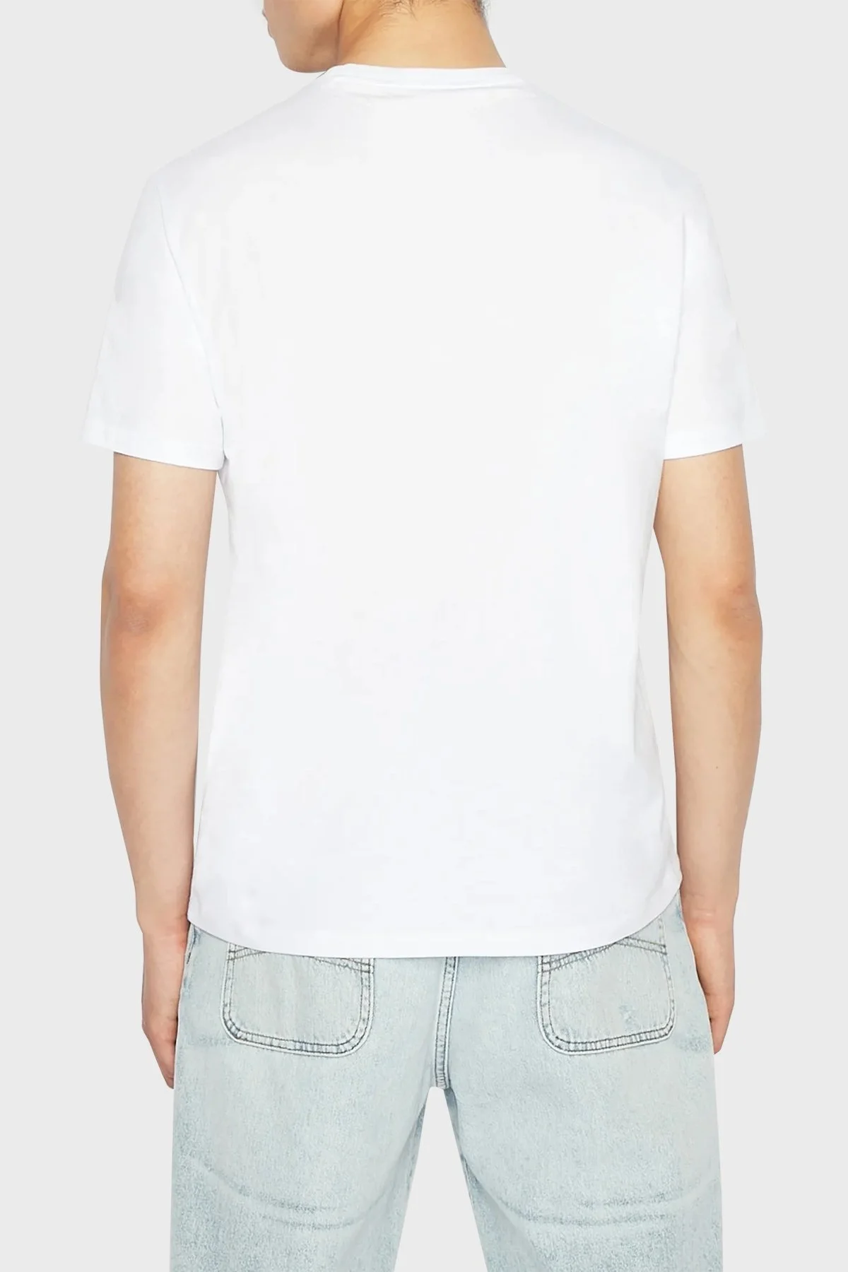 Armani Exchange Logolu Bisiklet Yaka % 100 Pamuk Regular Fit Erkek T Shirt 3RZTBK ZJ8EZ 1100 BEYAZ - 2