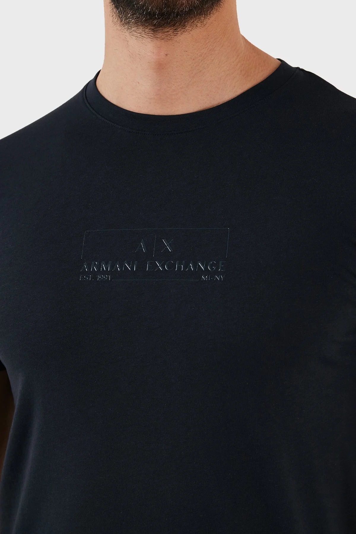 Armani Exchange Logolu Bisiklet Yaka % 100 Pamuk Regular Fit Erkek T Shirt 3RZTHE ZJBYZ 1510 LACİVERT - 4