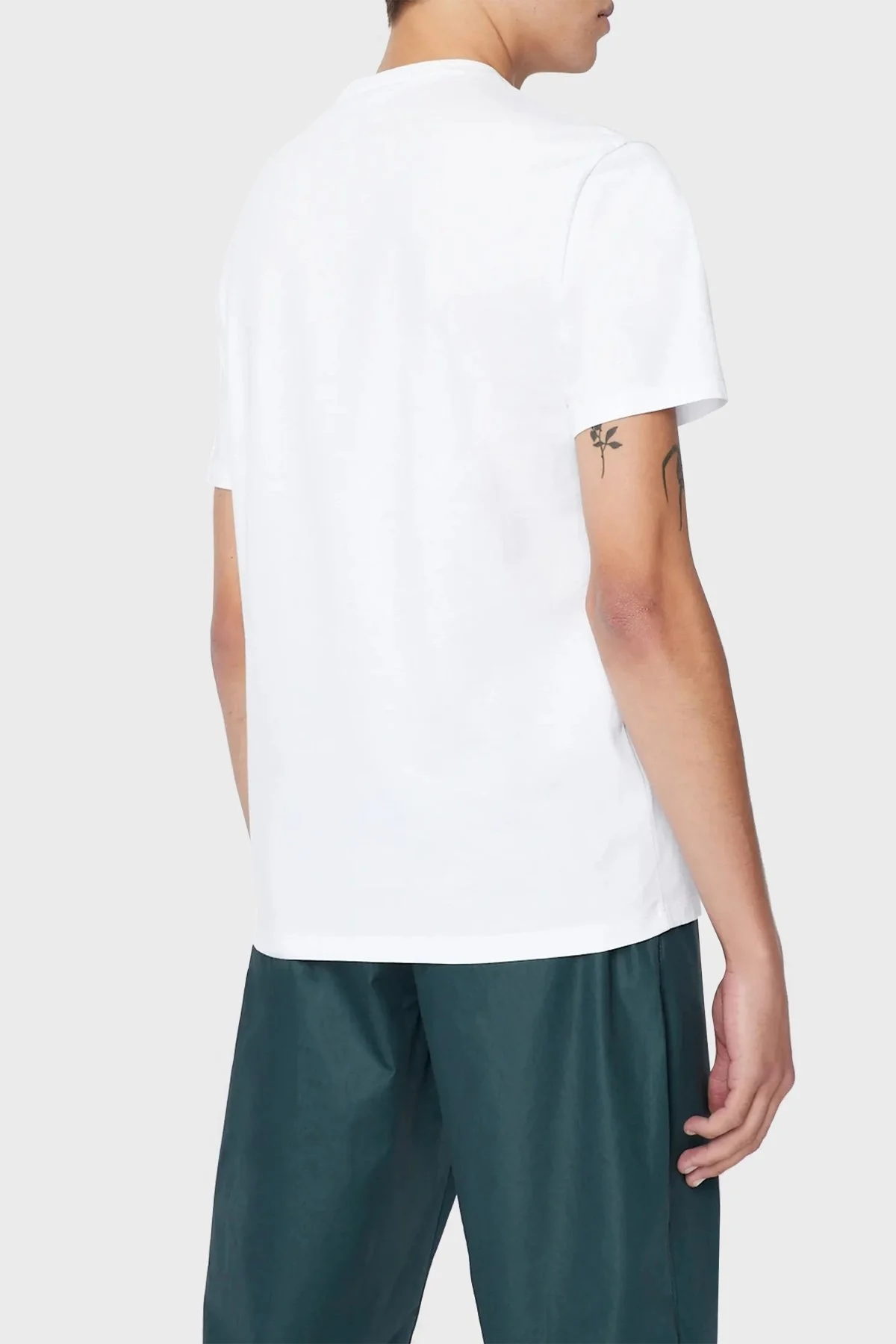 Armani Exchange Logolu Bisiklet Yaka % 100 Pamuk Regular Fit Erkek T Shirt 3RZTHF ZJH4Z 1100 BEYAZ - 2