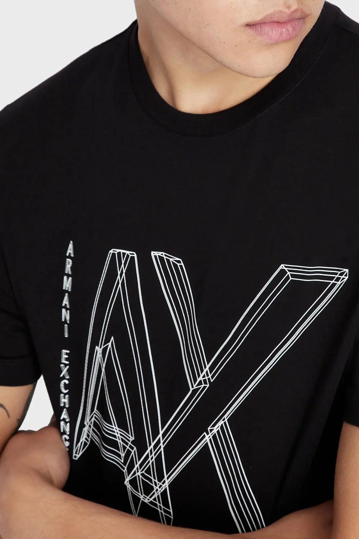 Armani Exchange Logolu Bisiklet Yaka % 100 Pamuk Regular Fit Erkek T Shirt 3RZTHF ZJH4Z 1200 SİYAH - 3
