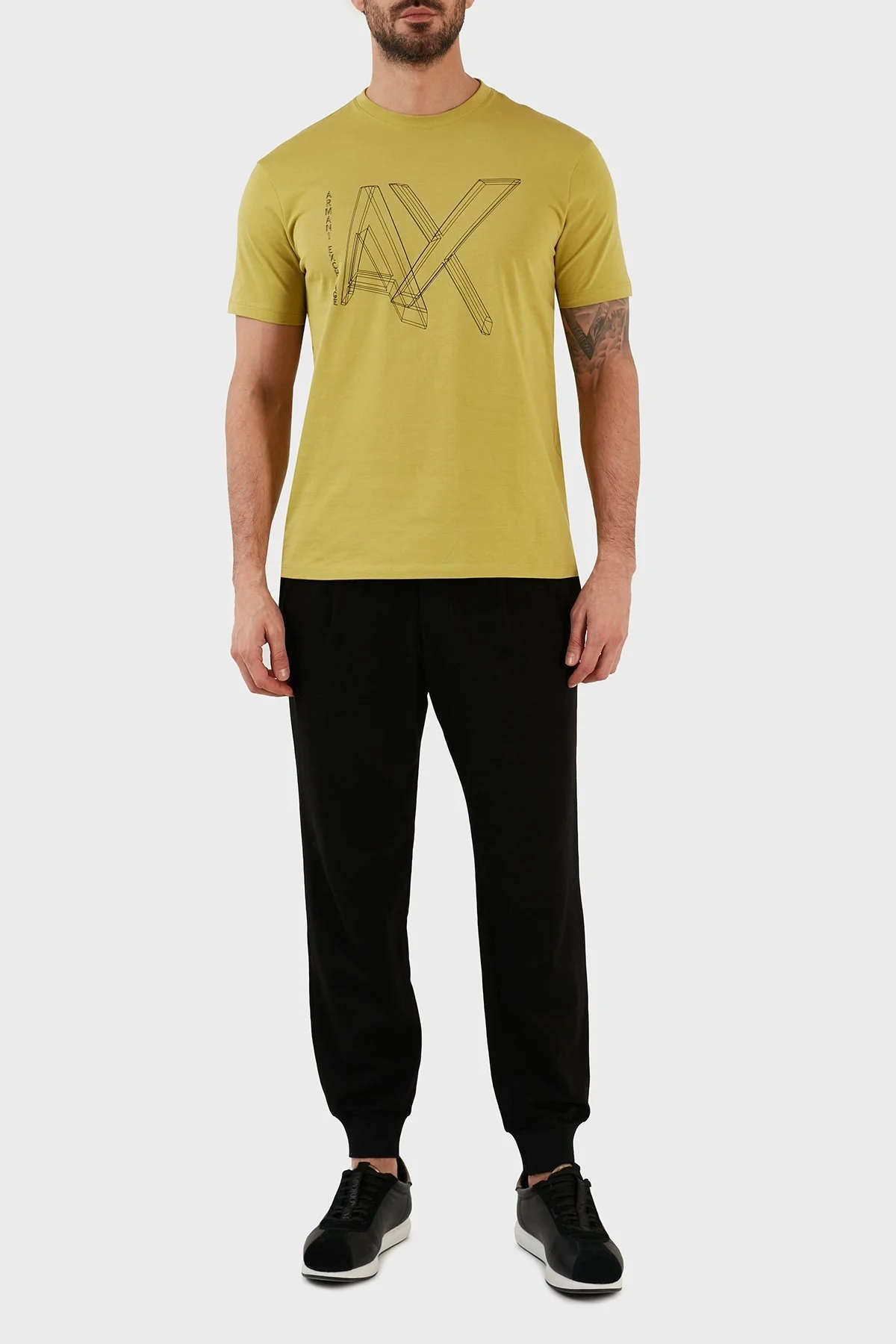 Armani Exchange Logolu Bisiklet Yaka % 100 Pamuk Regular Fit Erkek T Shirt 3RZTHF ZJH4Z 1883 FISTIK YEŞİL - 3