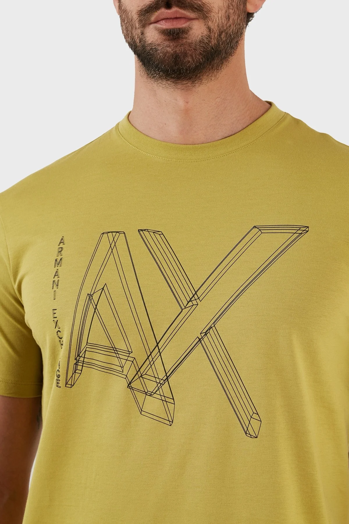 Armani Exchange Logolu Bisiklet Yaka % 100 Pamuk Regular Fit Erkek T Shirt 3RZTHF ZJH4Z 1883 FISTIK YEŞİL - 4