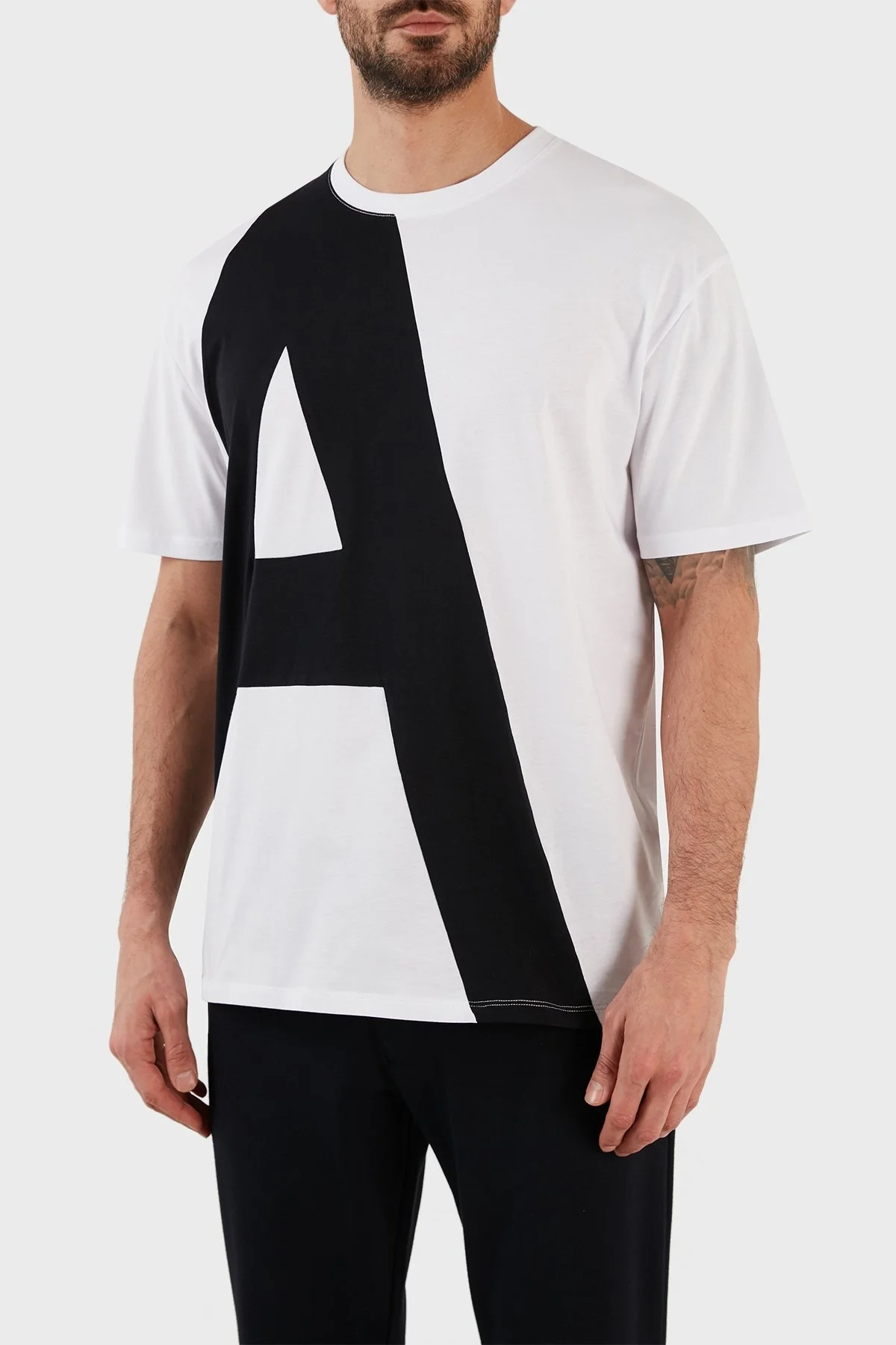 Armani Exchange Logolu Bisiklet Yaka % 100 Pamuk Regular Fit Erkek T Shirt 3RZTLD ZJH4Z 7144 BEYAZ - 2
