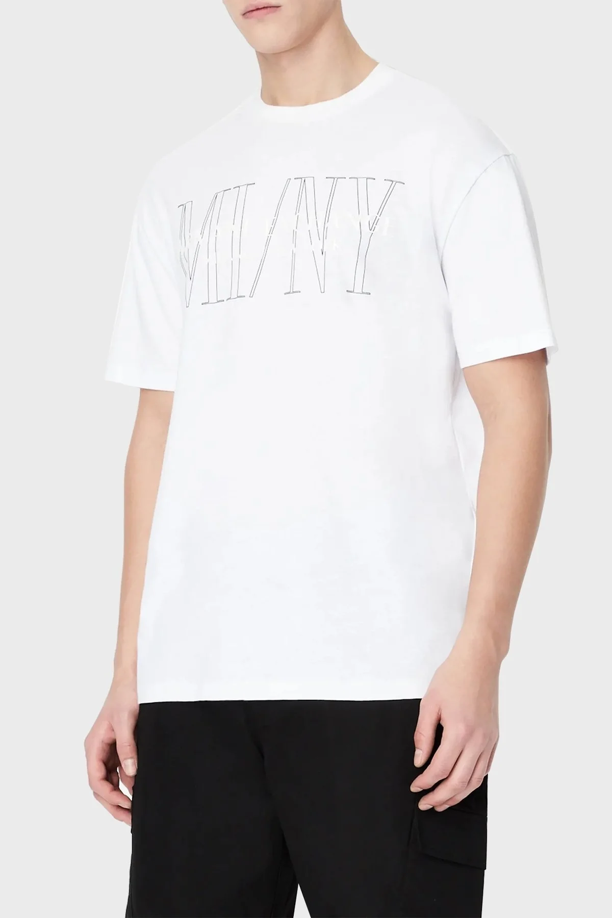 Armani Exchange Logolu Bisiklet Yaka % 100 Pamuk Regular Fit Erkek T Shirt 3RZTLG ZJ8EZ 1100 BEYAZ - 1