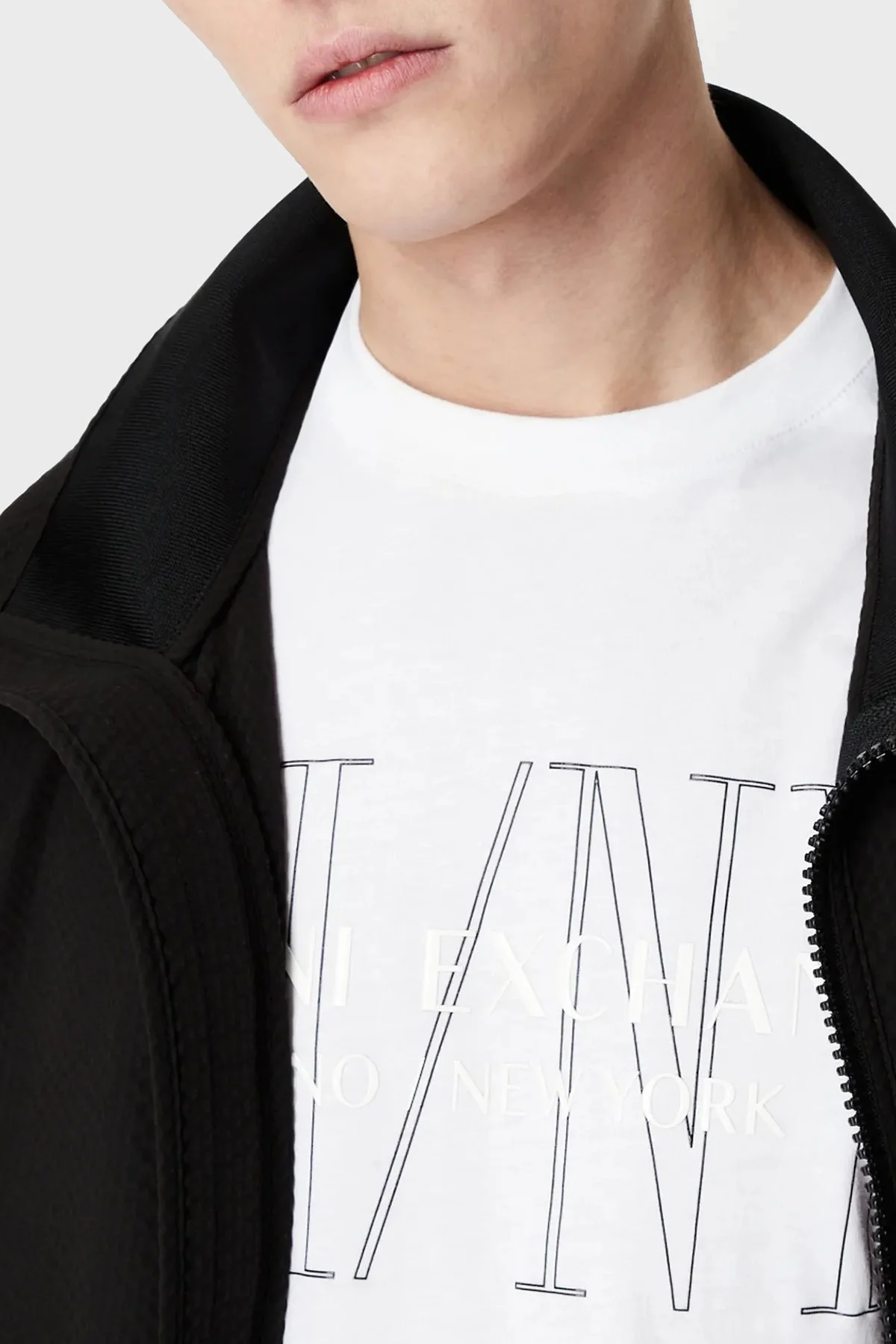 Armani Exchange Logolu Bisiklet Yaka % 100 Pamuk Regular Fit Erkek T Shirt 3RZTLG ZJ8EZ 1100 BEYAZ - 3