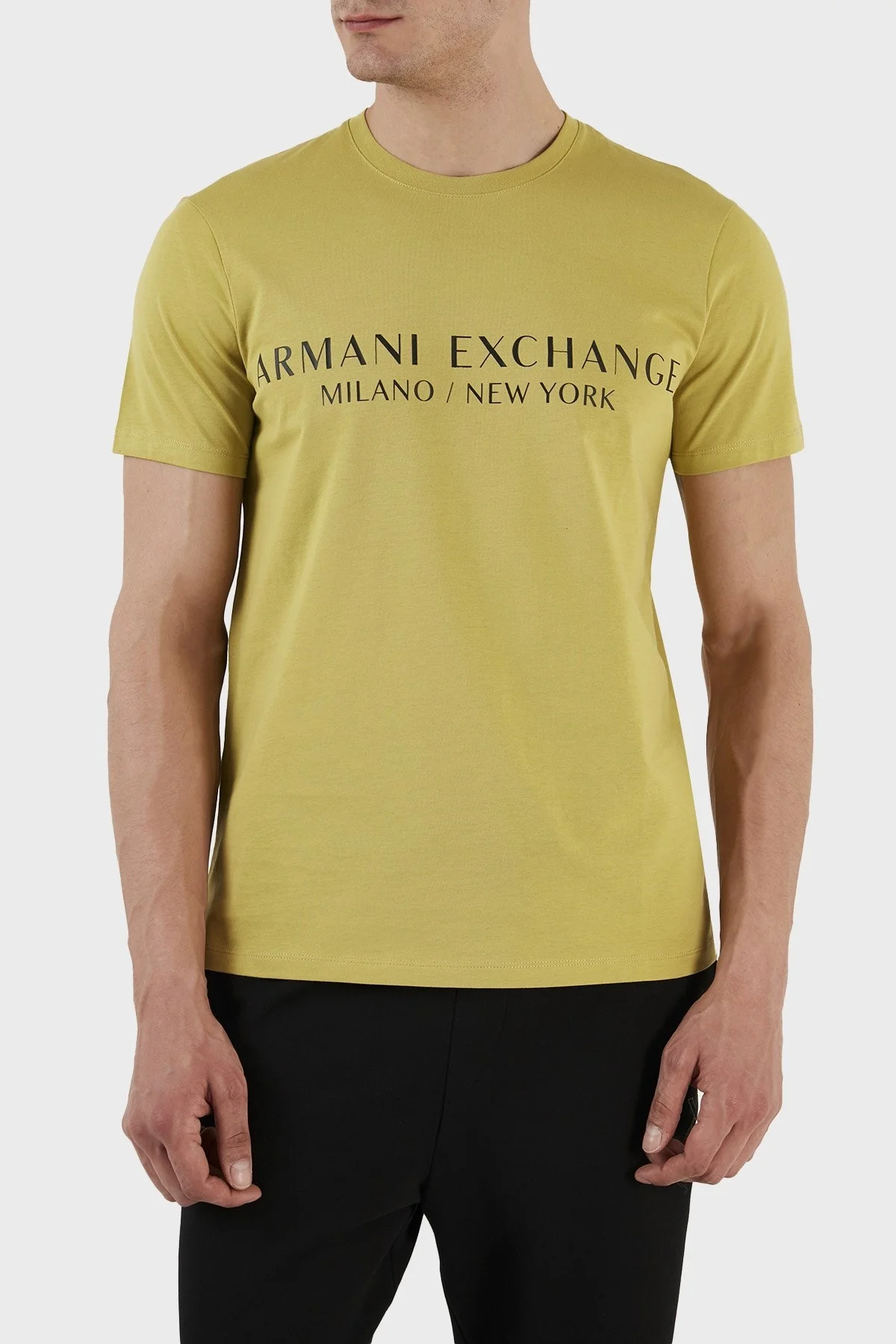 Armani Exchange Logolu Bisiklet Yaka % 100 Pamuk Slim Fit Erkek T Shirt 8NZT72 Z8H4Z 1883 FISTIK YEŞİL - 1