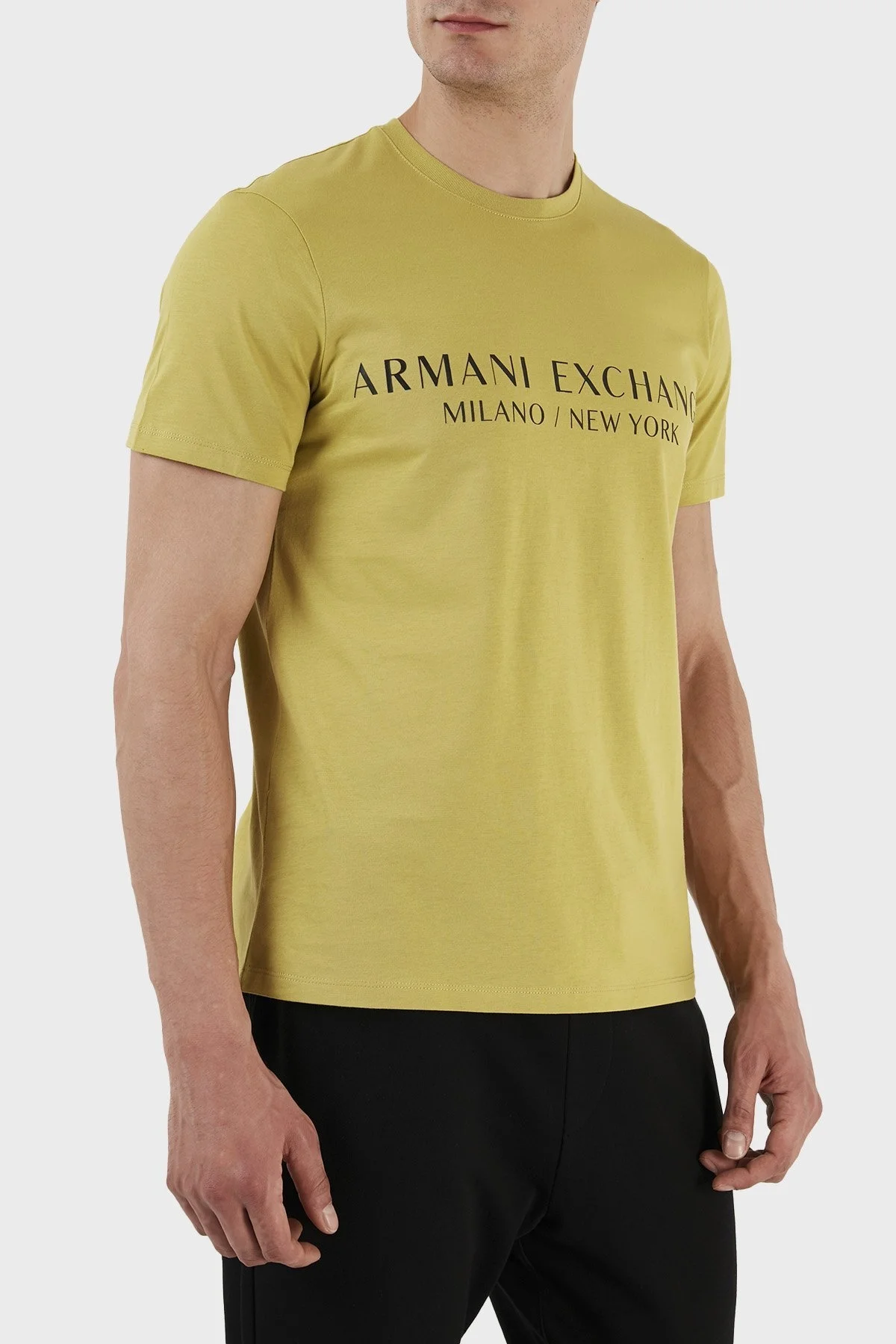 Armani Exchange Logolu Bisiklet Yaka % 100 Pamuk Slim Fit Erkek T Shirt 8NZT72 Z8H4Z 1883 FISTIK YEŞİL - 2