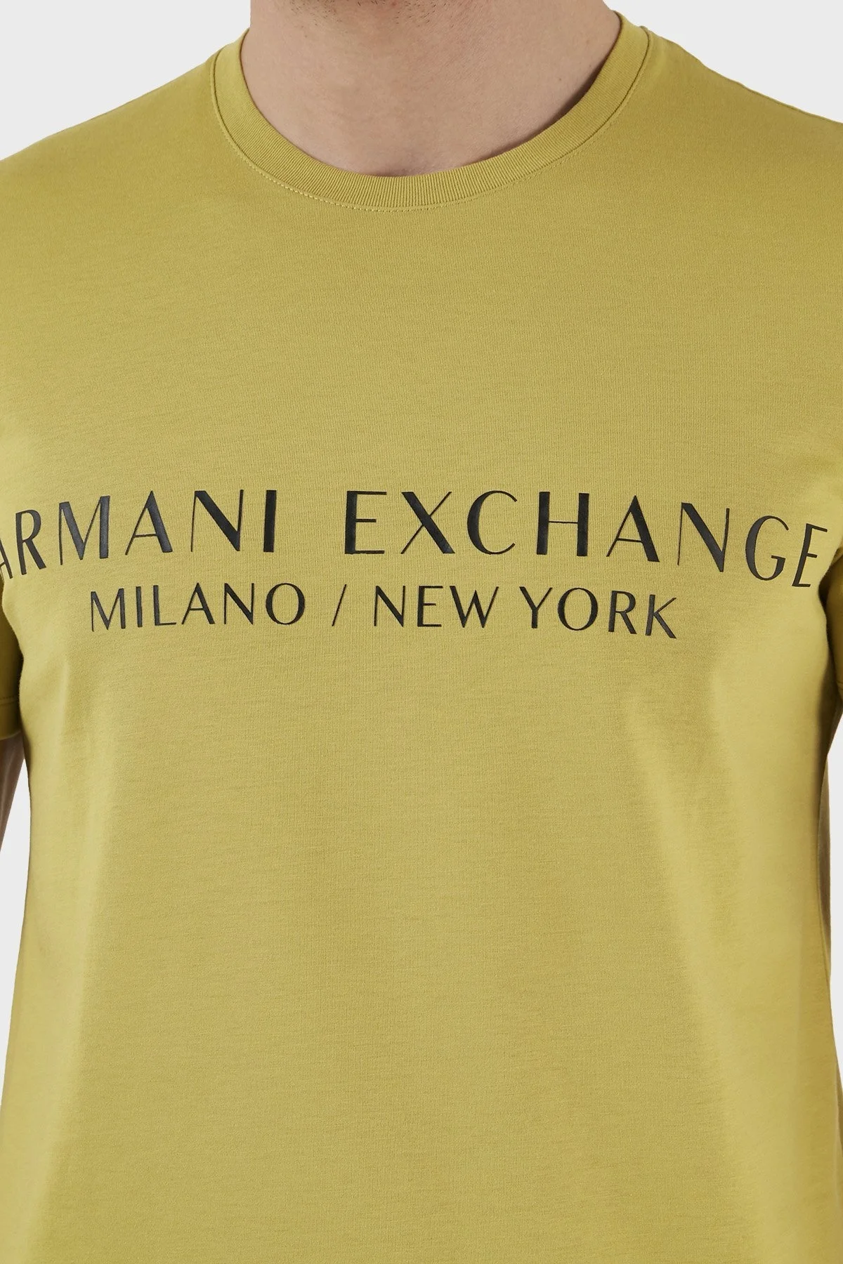 Armani Exchange Logolu Bisiklet Yaka % 100 Pamuk Slim Fit Erkek T Shirt 8NZT72 Z8H4Z 1883 FISTIK YEŞİL - 4