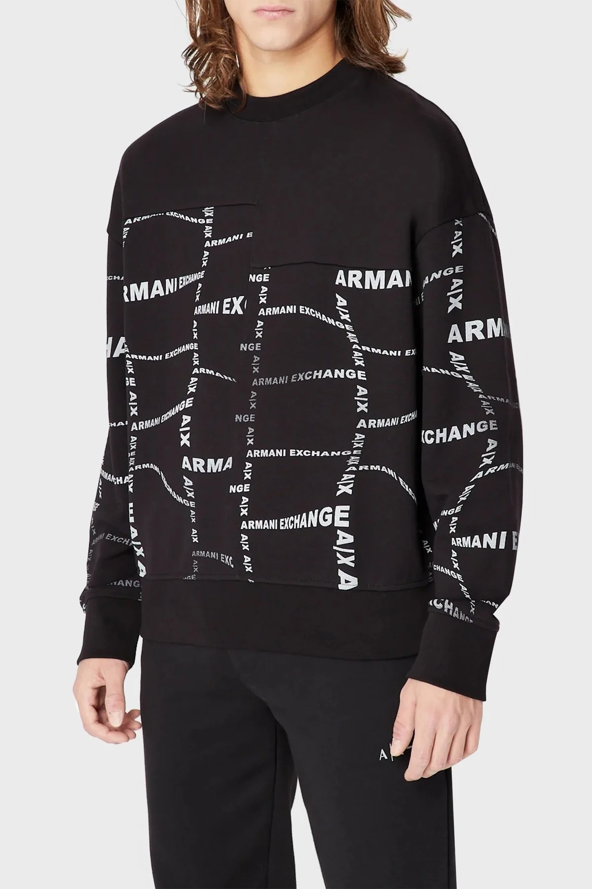 Armani Exchange Logolu Bisiklet Yaka Pamuklu Regular Fit Erkek Sweat 3RZMFA ZJXAZ 52AG SİYAH - 1