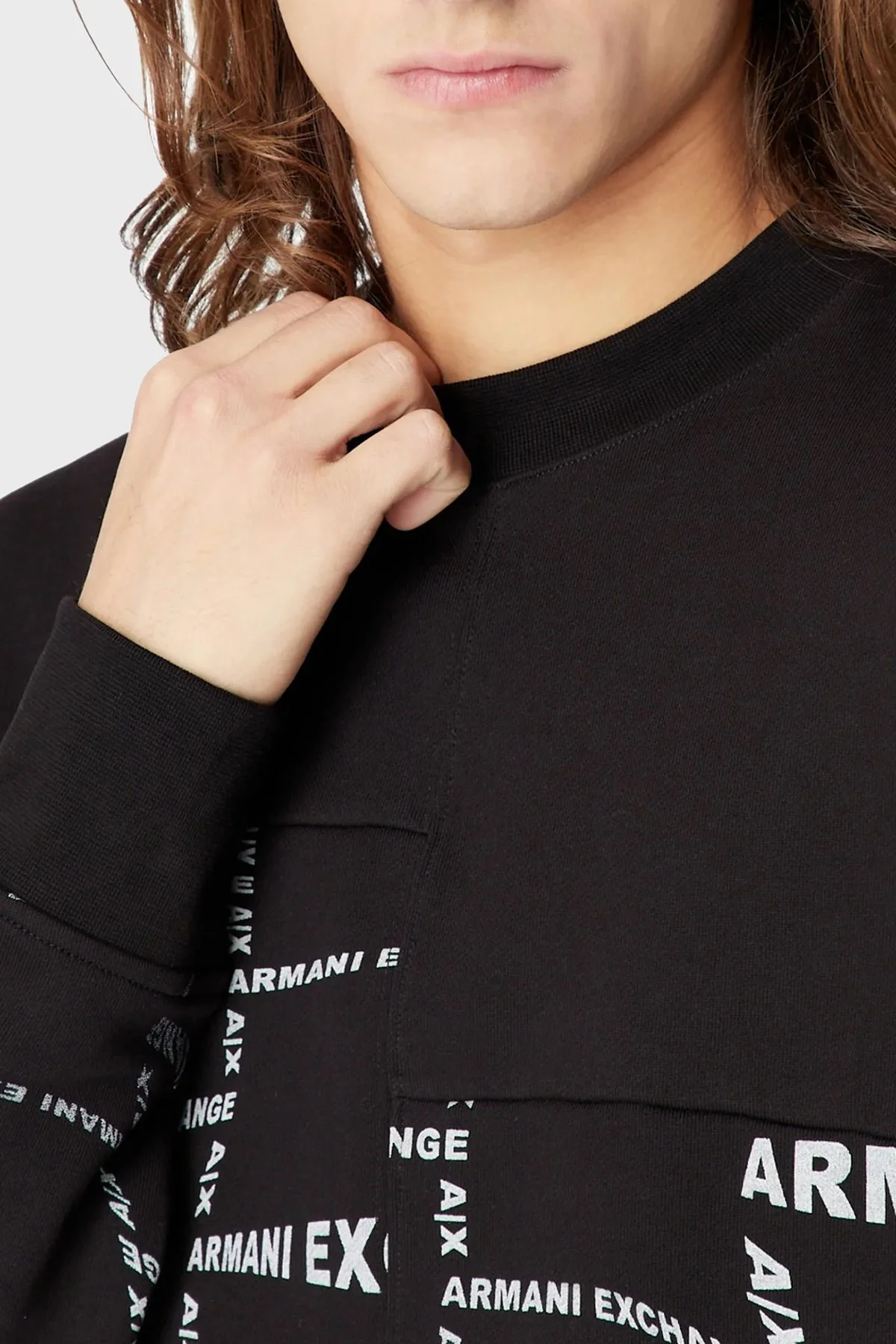 Armani Exchange Logolu Bisiklet Yaka Pamuklu Regular Fit Erkek Sweat 3RZMFA ZJXAZ 52AG SİYAH - 3